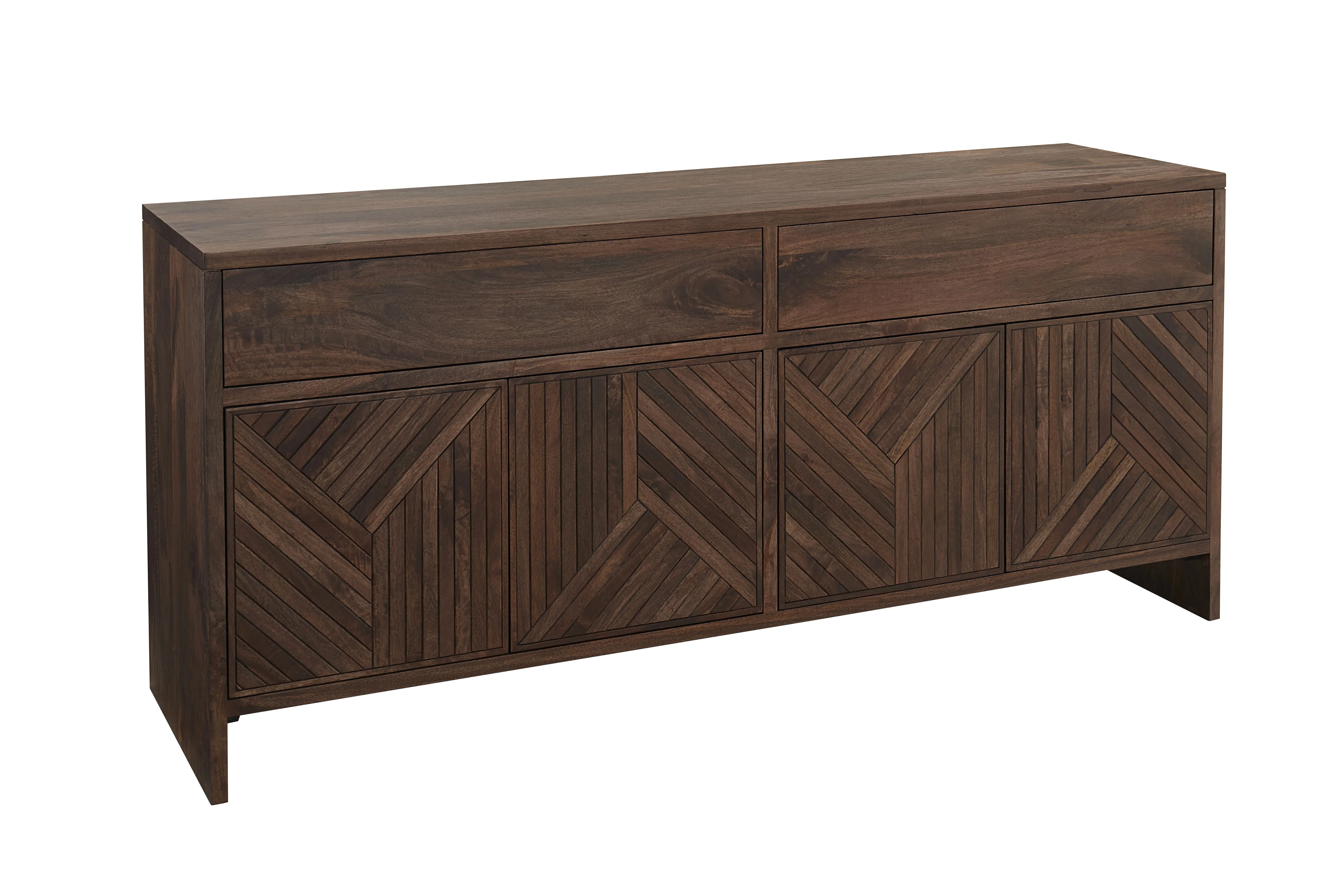 Fevano Four Door Two Drawer Solid Wood Sideboard in Smoked Brown - Image 3