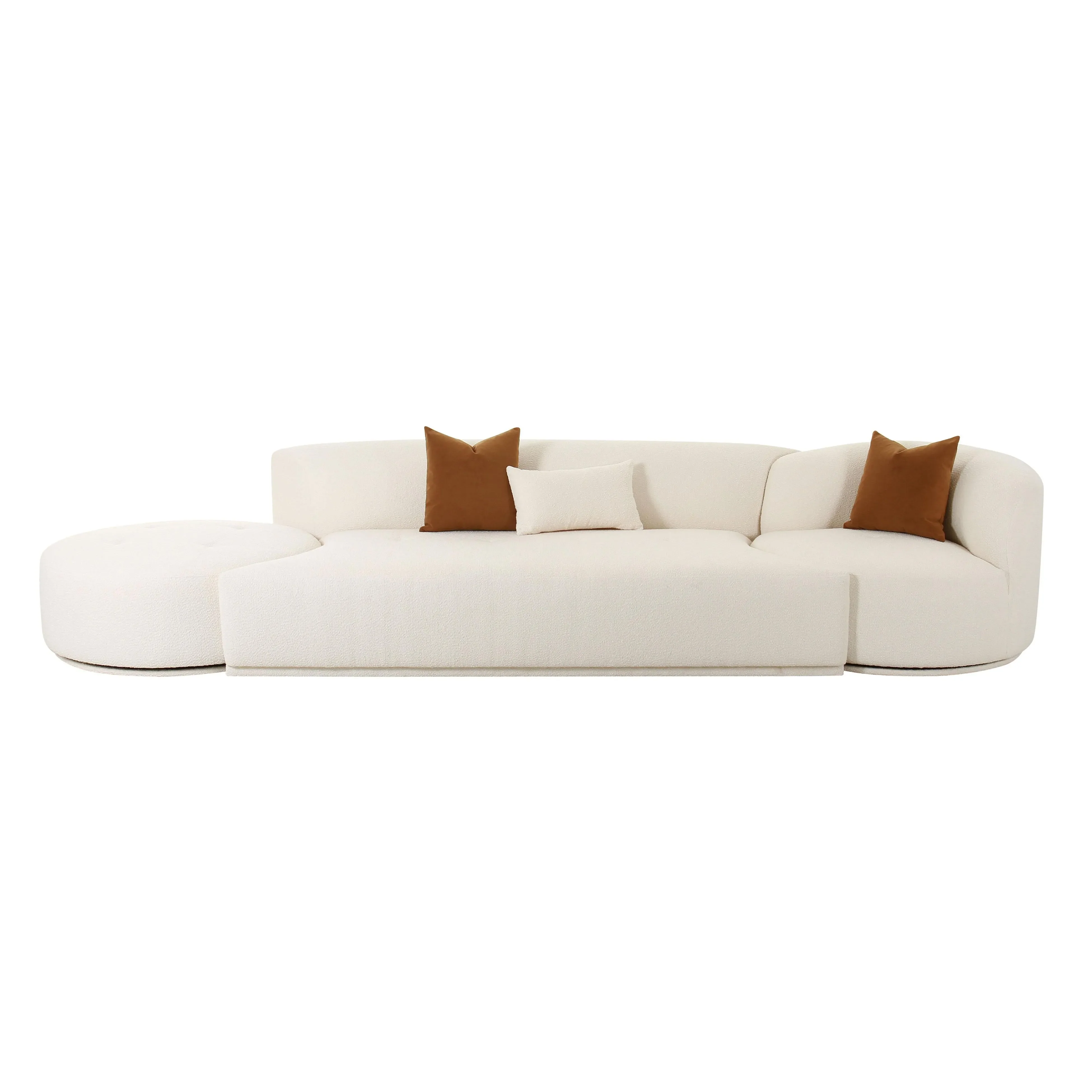 Fickle Cream Boucle 3-Piece Chaise Modular Sofa - Image 3