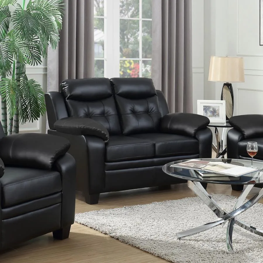 Finley Black Tufted Upholstered Loveseat