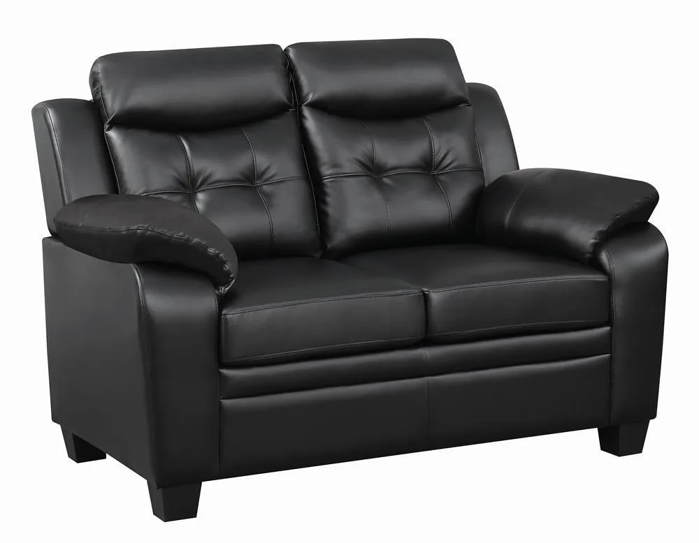 Finley Black Tufted Upholstered Loveseat - Image 3