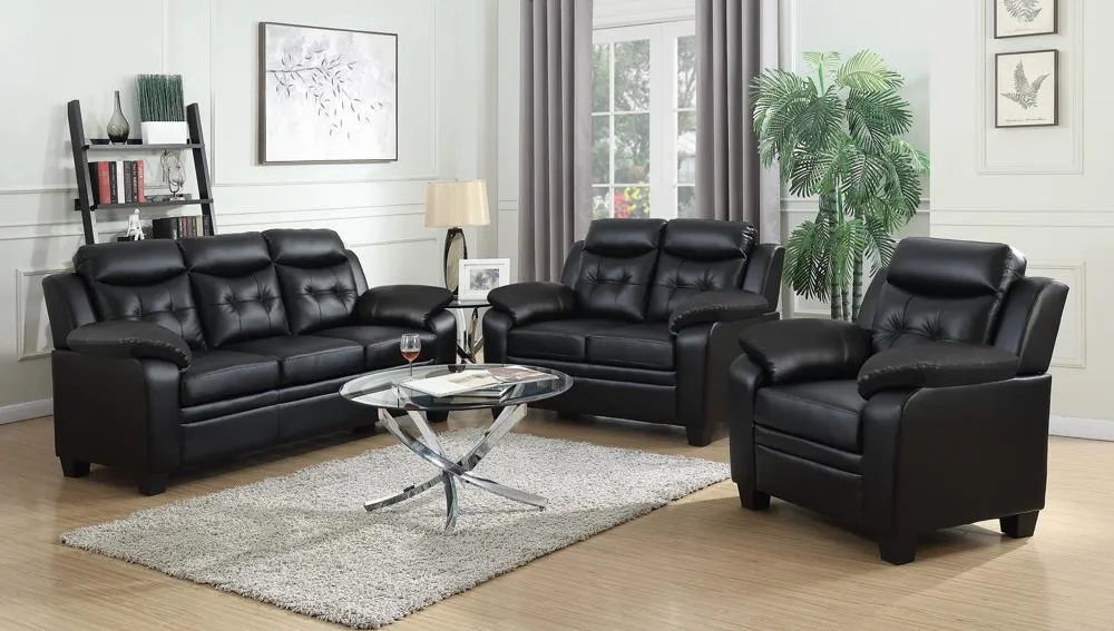 Finley Black Tufted Upholstered Loveseat - Image 5