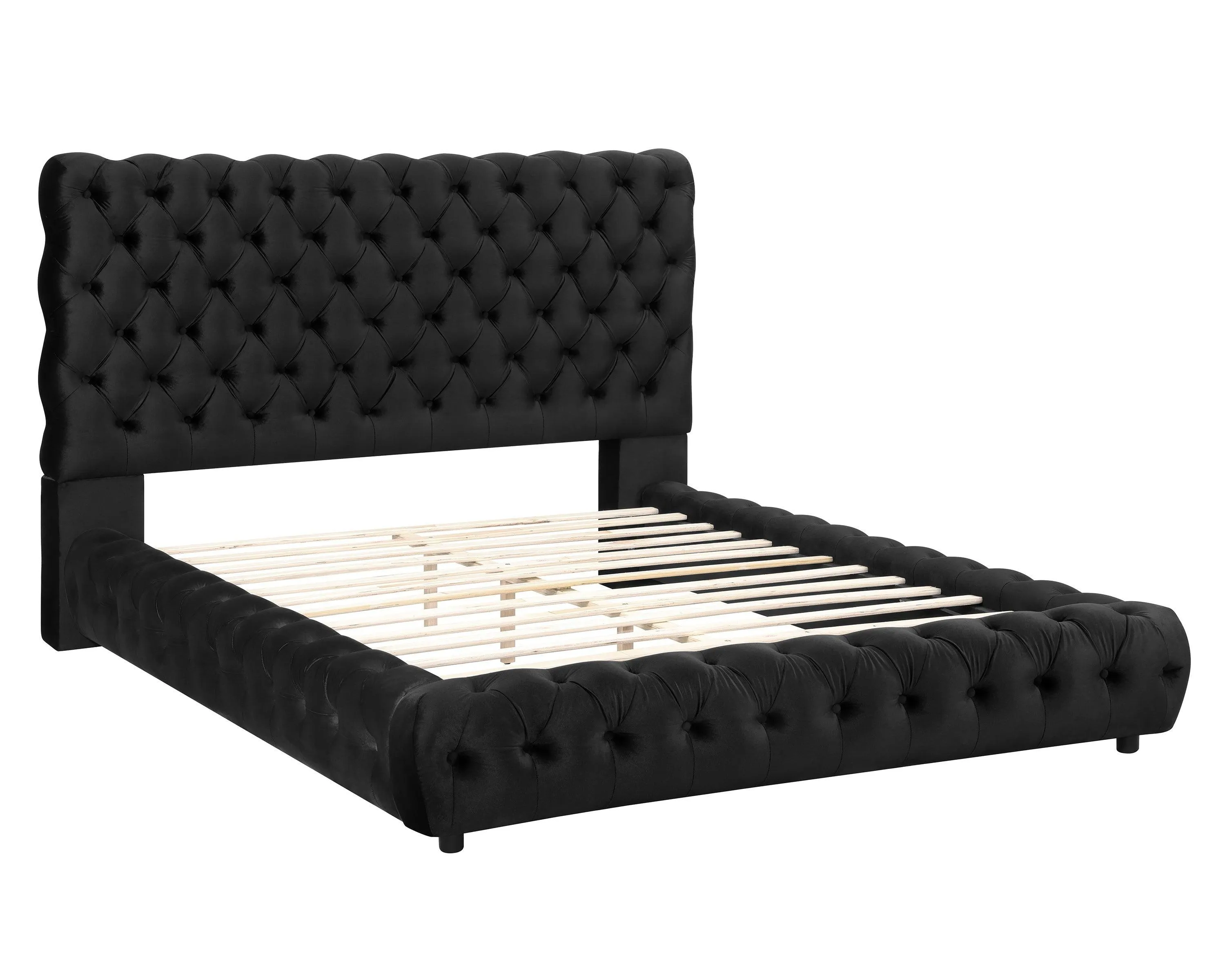 Flory Black Queen Upholstered Platform Bed - Image 3