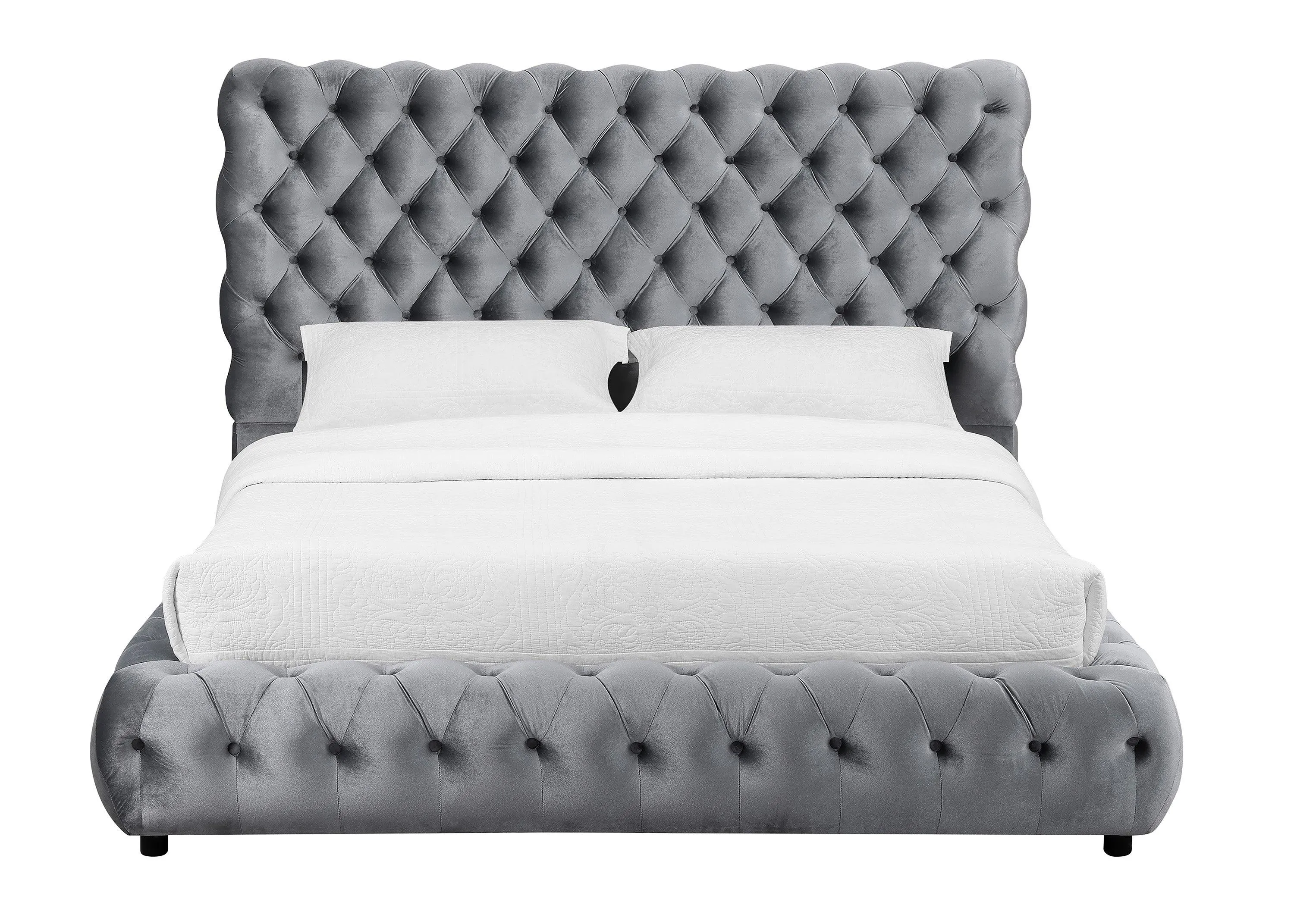 Flory Gray Queen Upholstered Platform Bed - Image 2