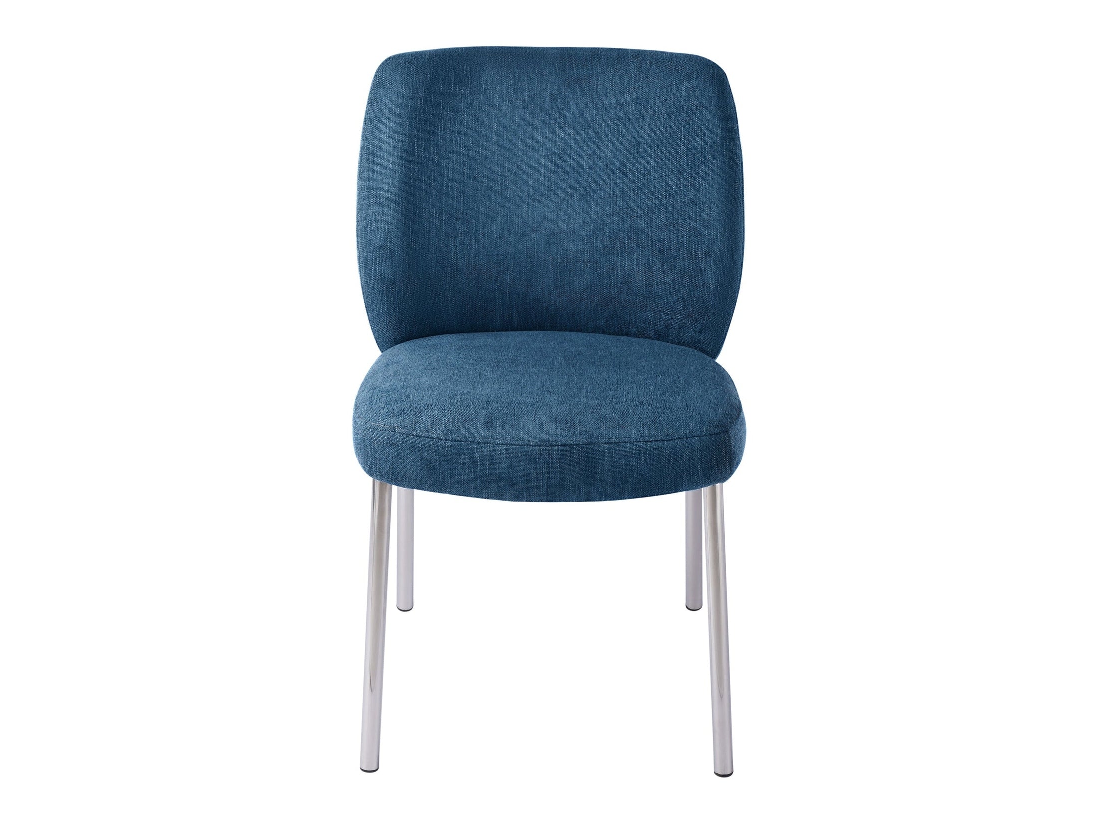 Fomo Chenille-upholstered Stainless Steel Base Dining Chair in Azure (Set of 2)