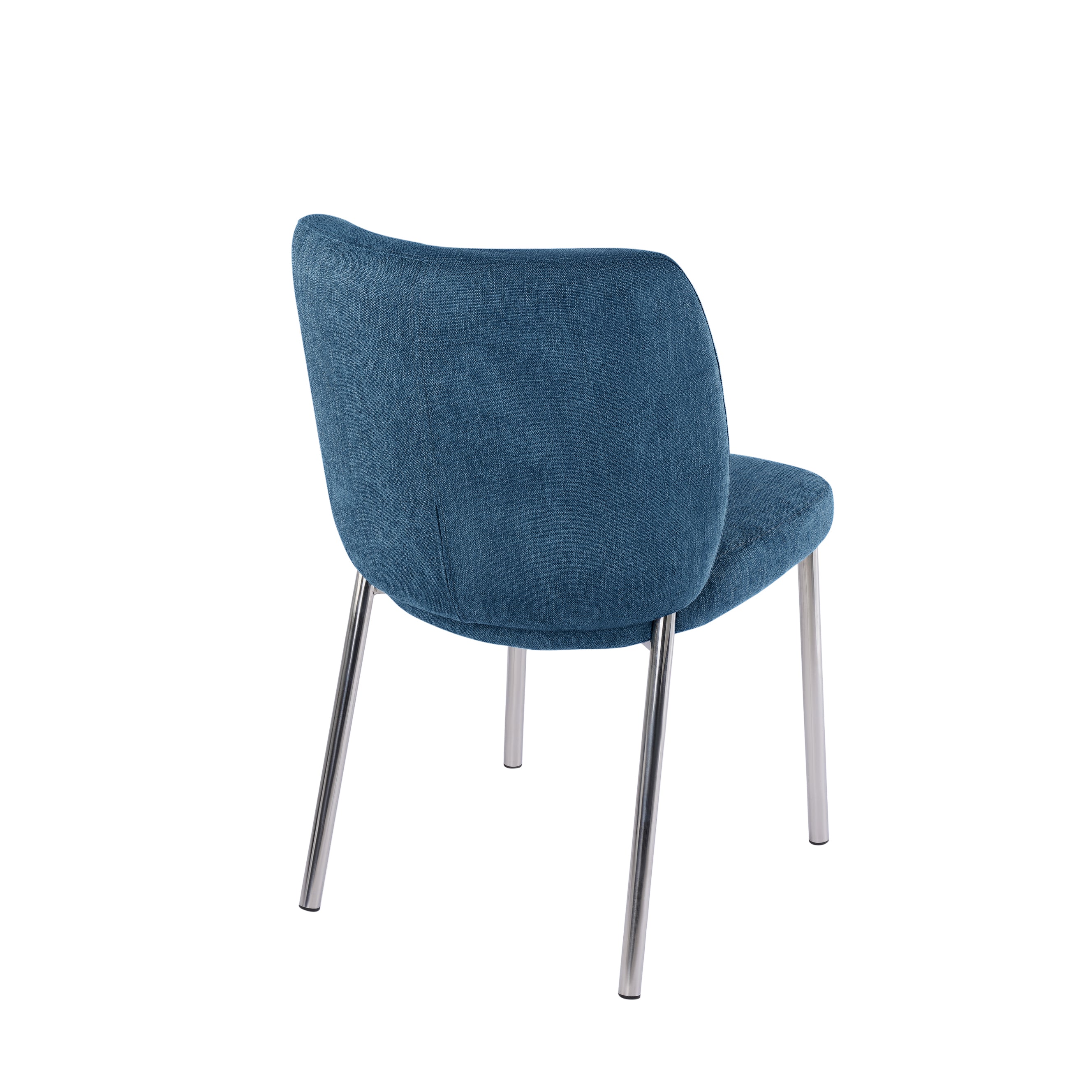 Fomo Chenille-upholstered Stainless Steel Base Dining Chair in Azure (Set of 2) - Image 4