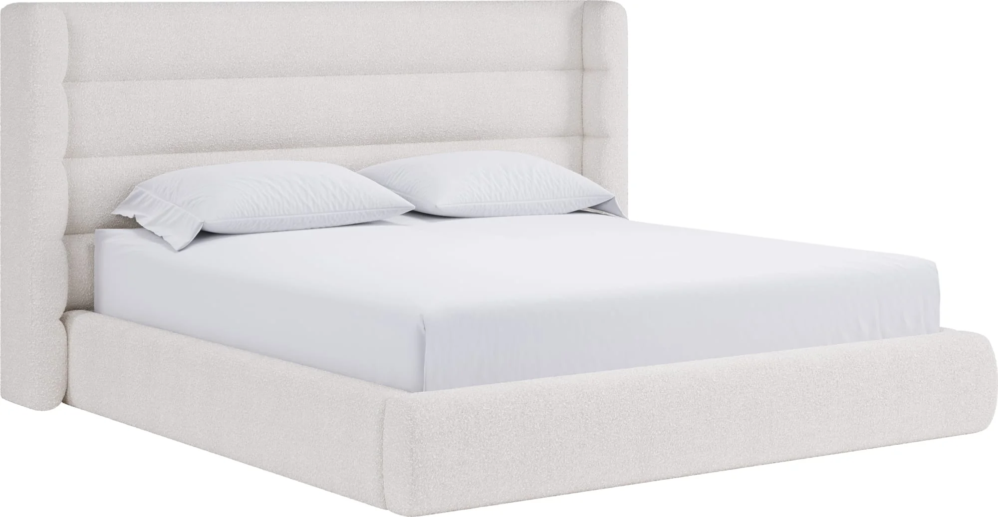 Formosa Frank Cottage Cheese King Wingback Upholstered Platform Bed - Image 7