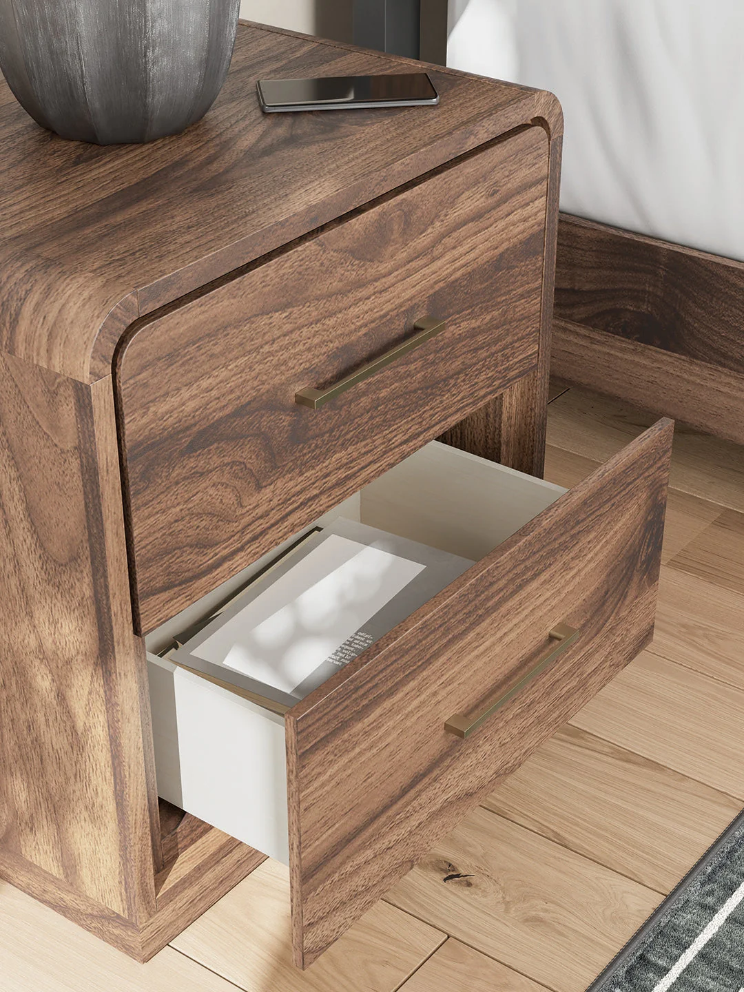Fortlorn Walnut Brown Queen Panel Bed, Dresser, Mirror and Nightstand - Image 27