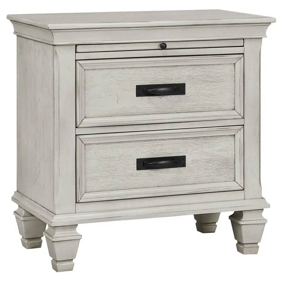 Franco Antique White 5-Piece Queen Storage Bedroom Set - Image 5