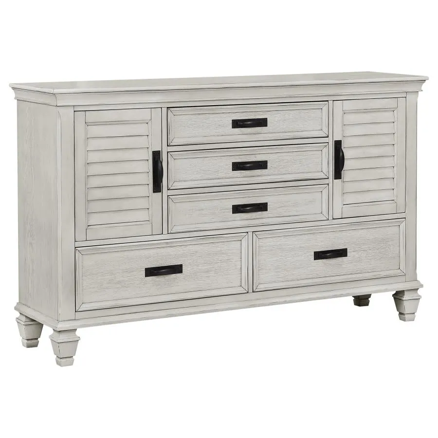 Franco Antique White 5-Piece Queen Storage Platform Bedroom Set - Image 6