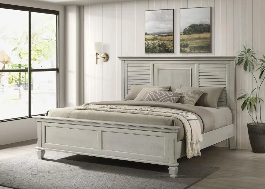 Franco Antique White Eastern King Panel Bed