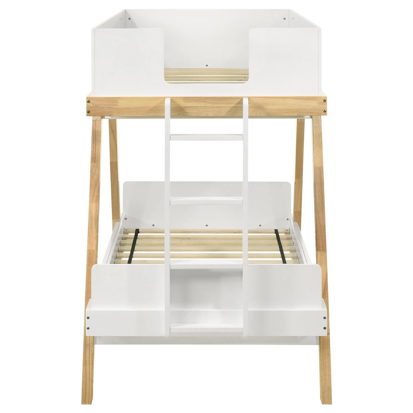 Frankie White and Natural Wood Twin Over Twin Bunk Bed - Image 3