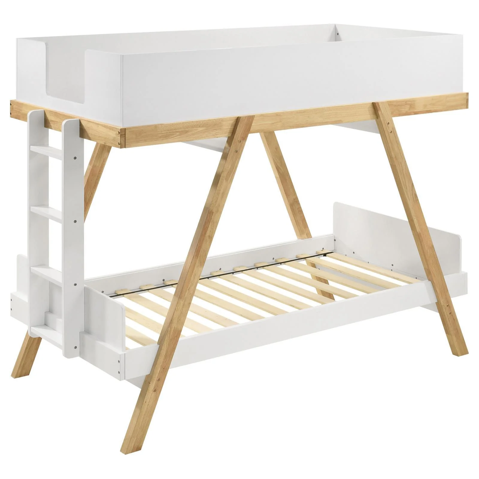 Frankie White and Natural Wood Twin Over Twin Bunk Bed - Image 7