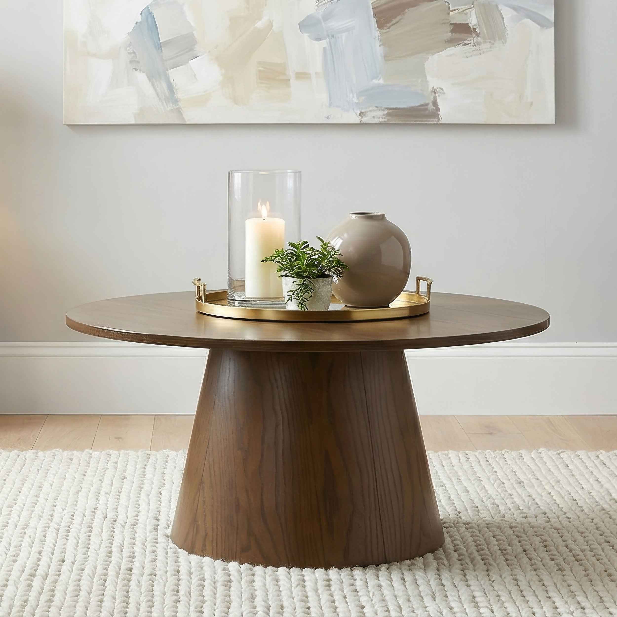 Franklin Dark Brown 36-inch Round Pedestal Coffee Table
