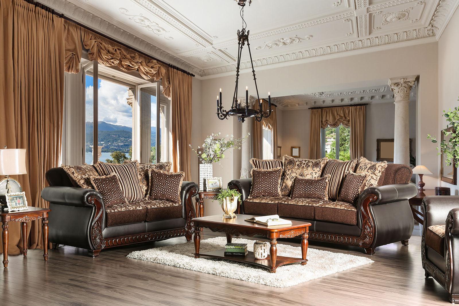 Franklin Dark Brown/Tan Loveseat - Image 2