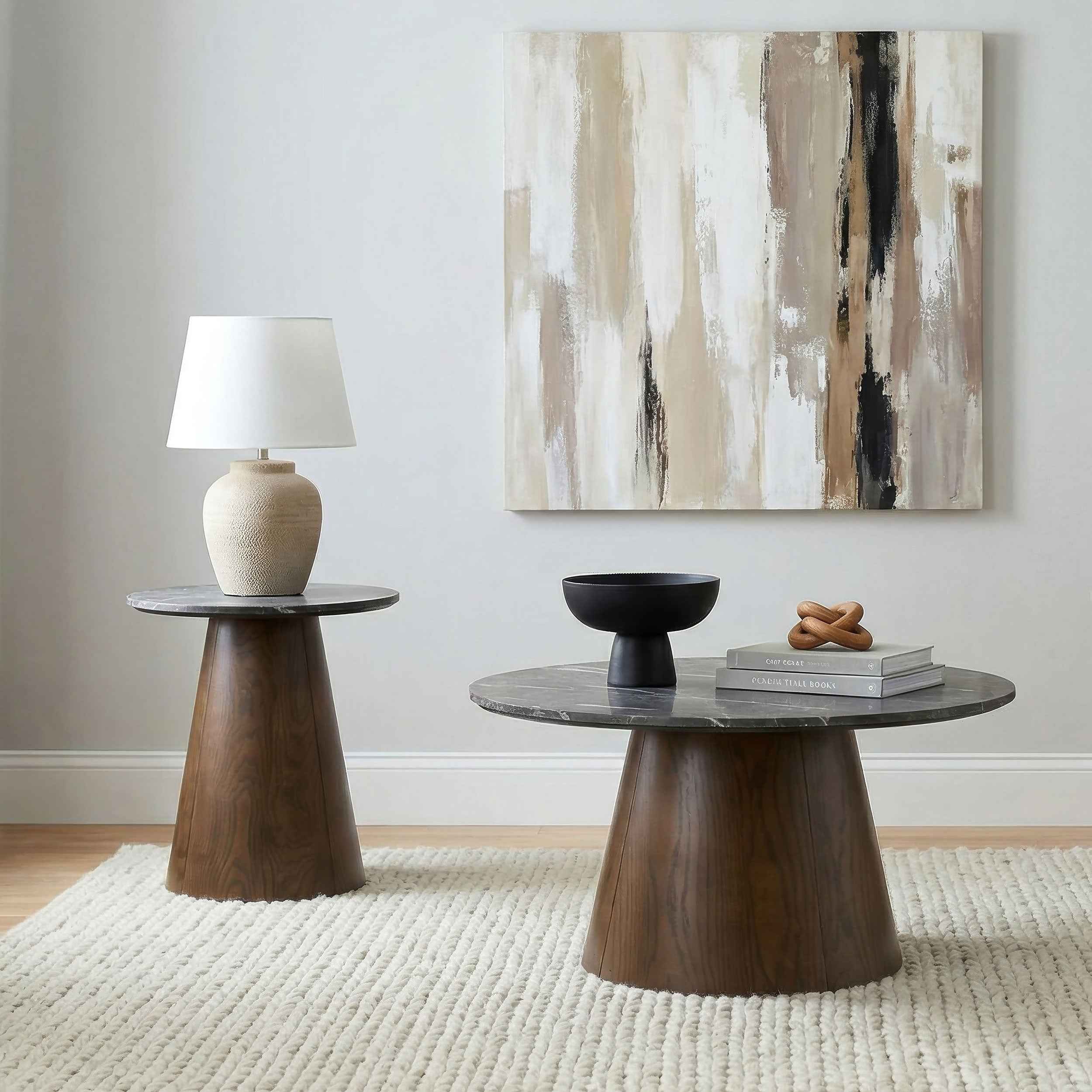Franklin Grey/Dark Brown 36-inch Round Pedestal Coffee Table - Image 8