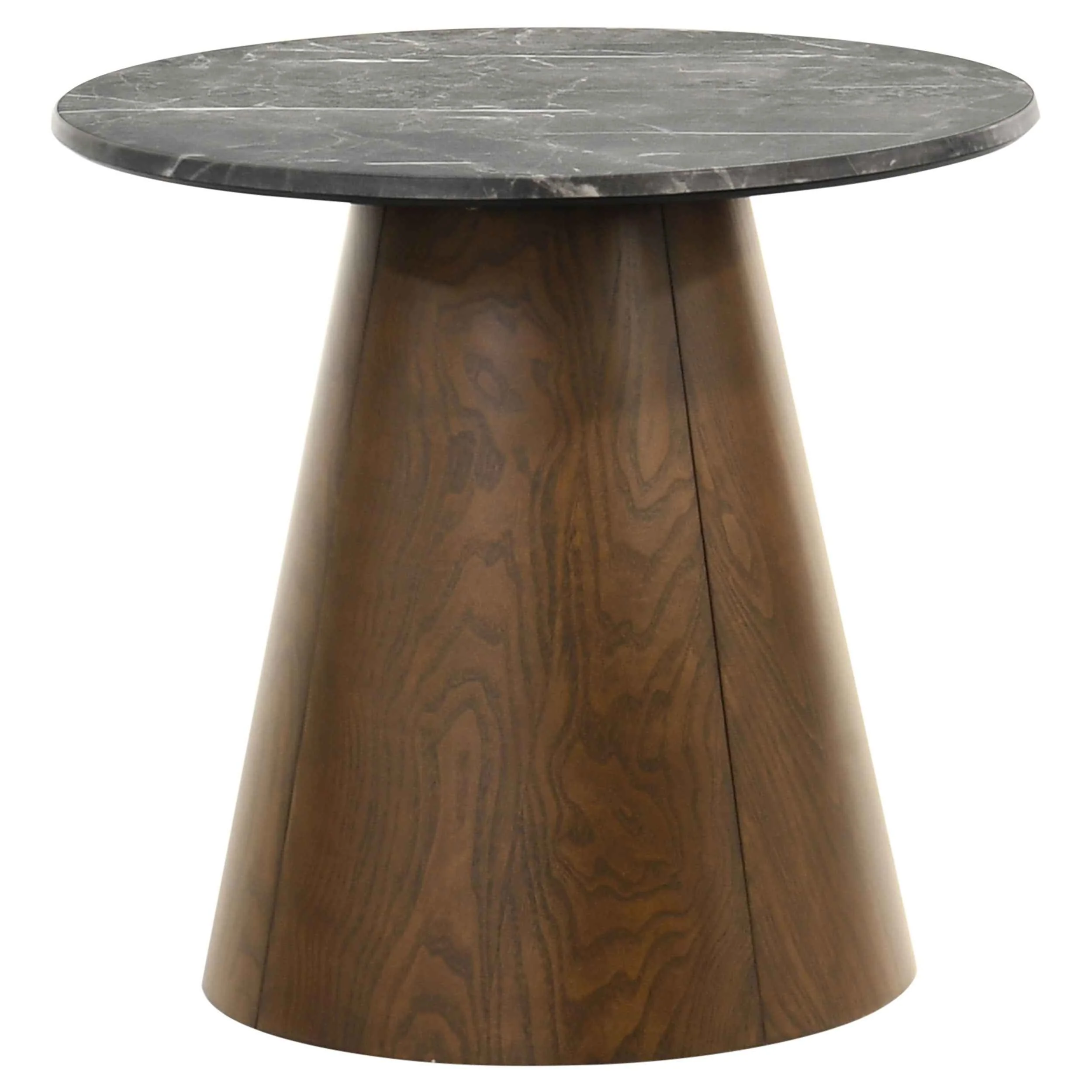 Franklin Grey/Dark Brown Round Wood Pedestal Side End Table - Image 2