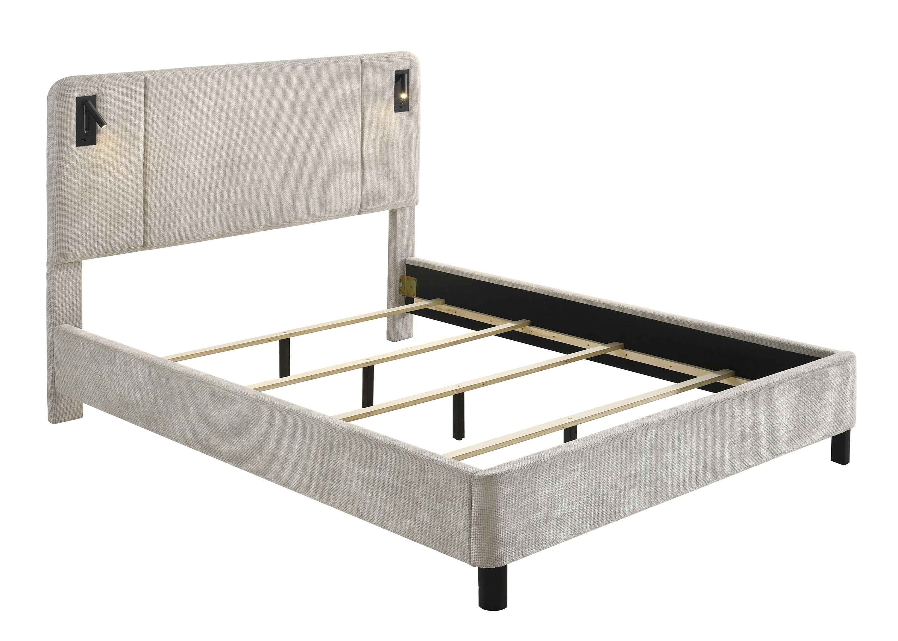Freya Light Gray King Upholstered Bed - Image 2