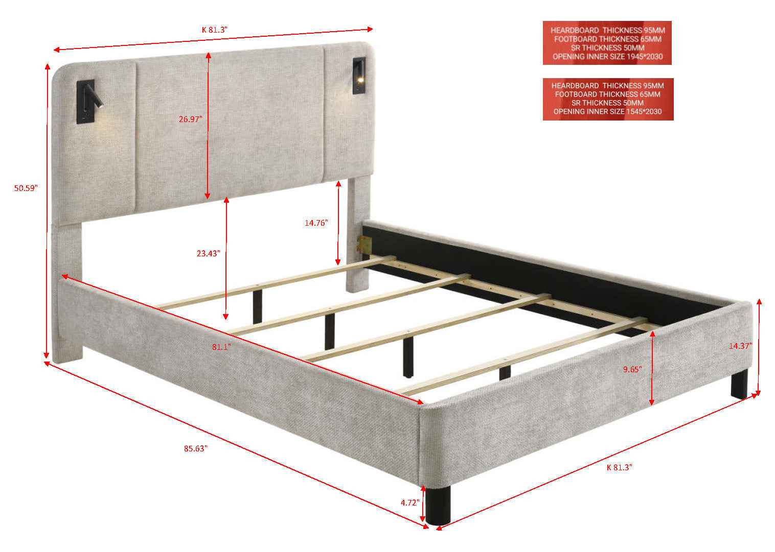 Freya Light Gray King Upholstered Bed - Image 5