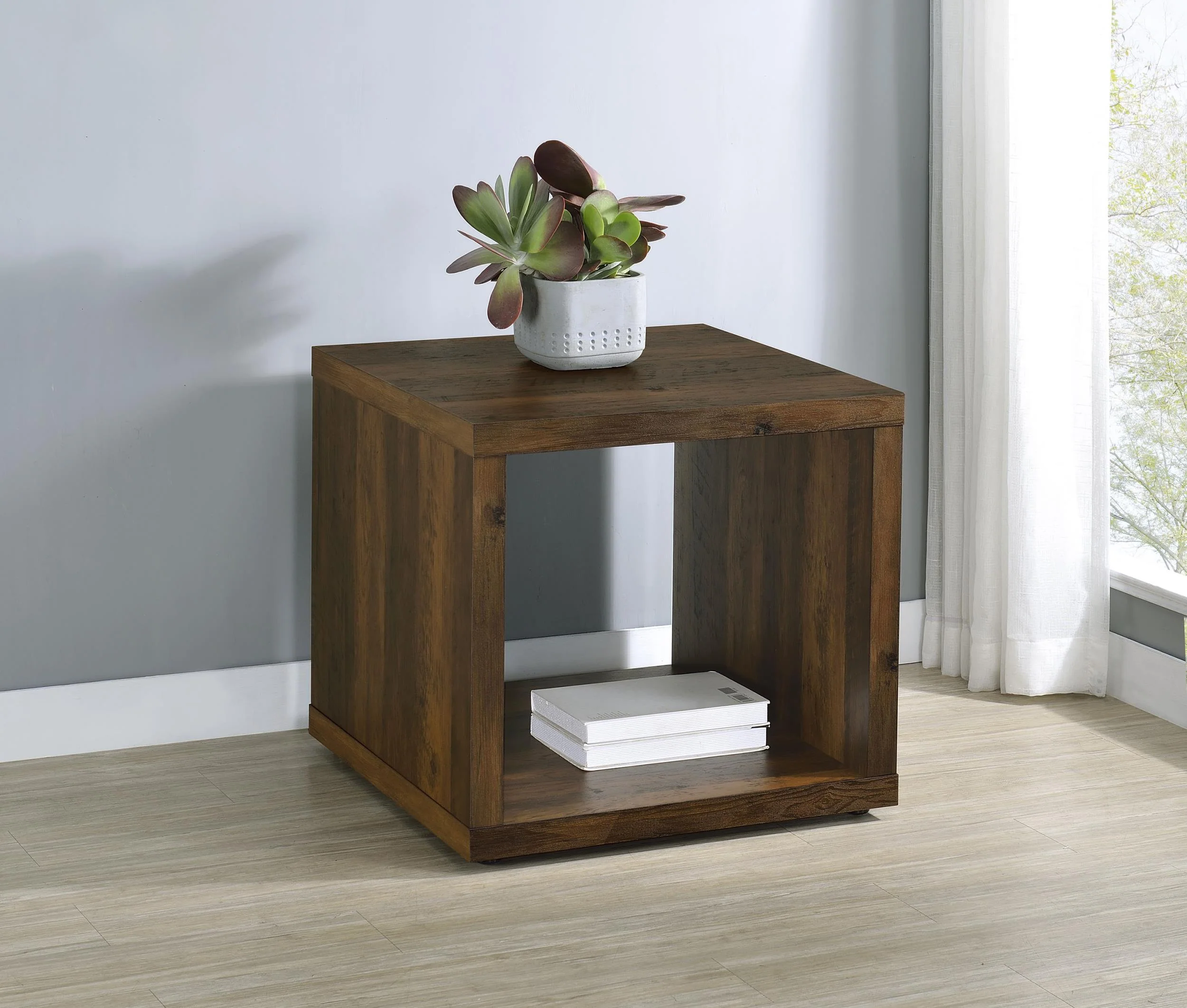 Frisco Dark Pine Square Engineered Wood Side End Table