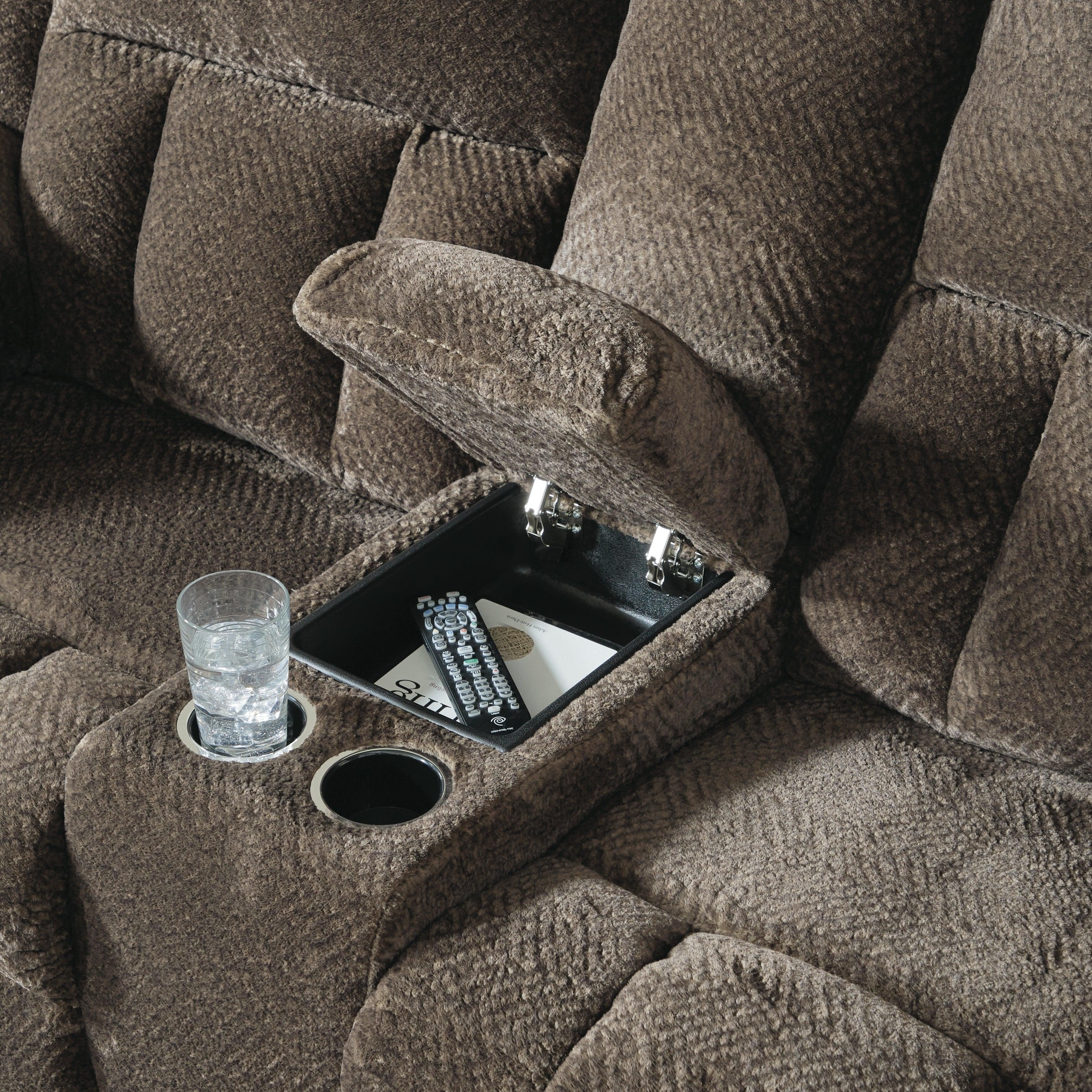 Frohn Chocolate Manual Reclining Loveseat with Console - Image 7