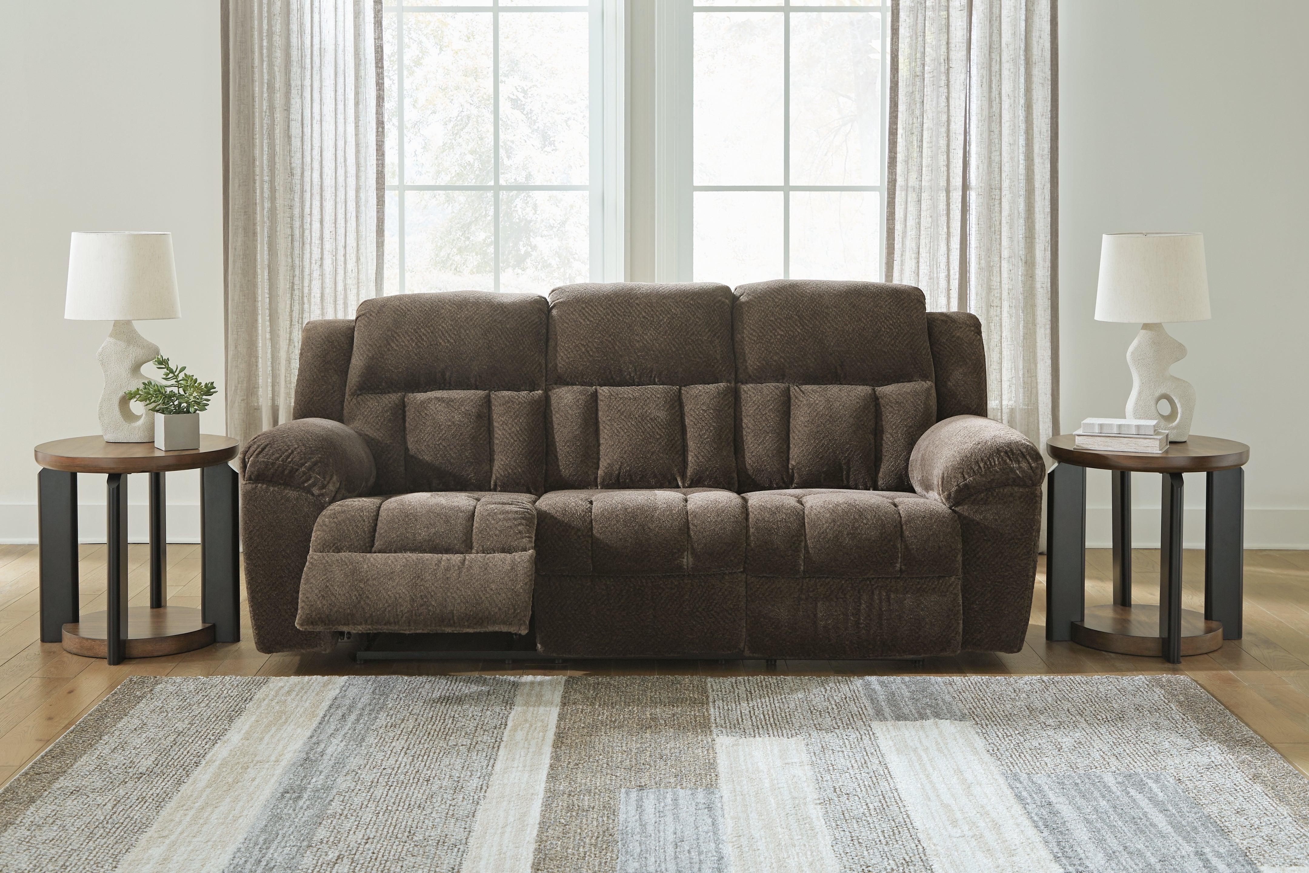 Frohn Chocolate Manual Reclining Sofa - Image 7