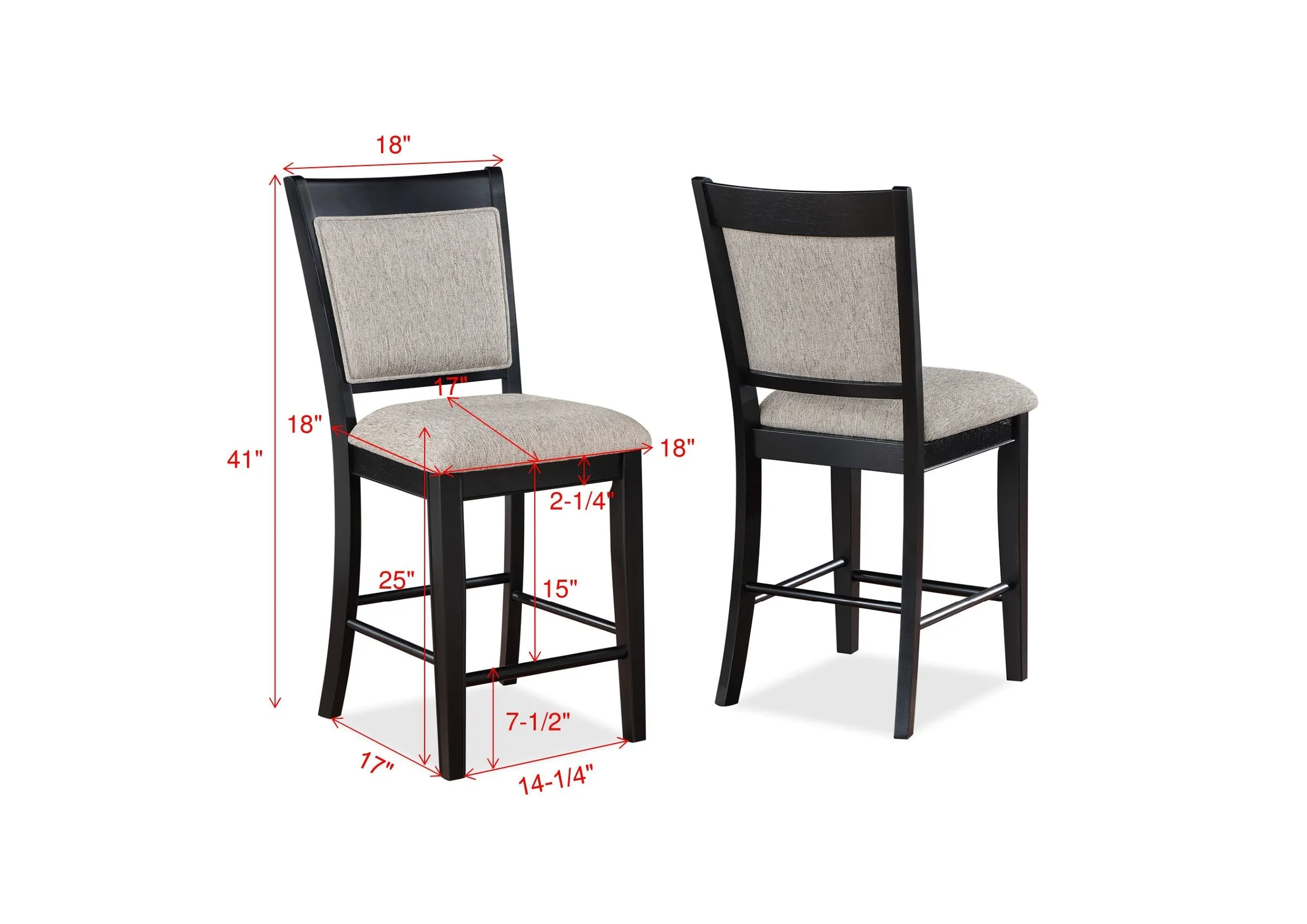 Fulton Charcoal and Light Gray Extendable Counter Height Dining Set - Image 8