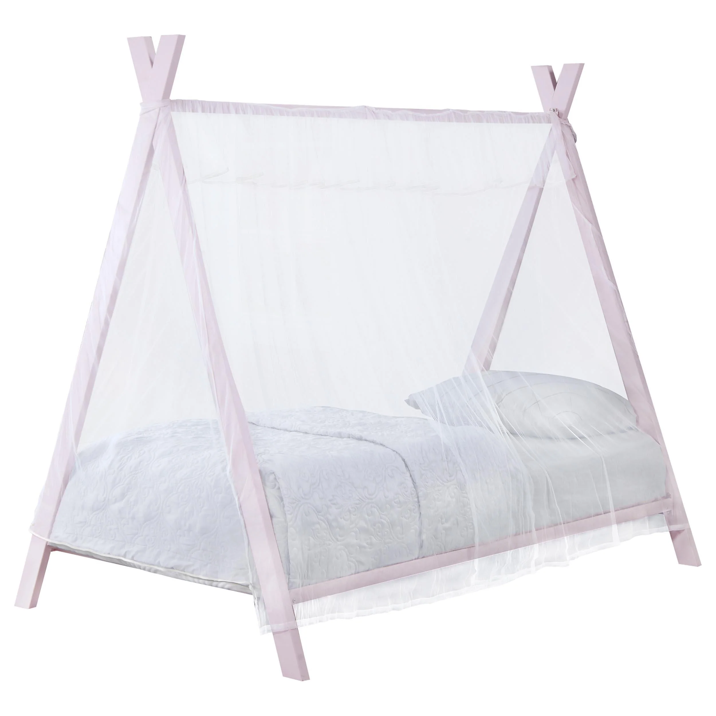 Fultonville Pink Metal Twin Tent Bed with 7-inch Mattress - Image 3