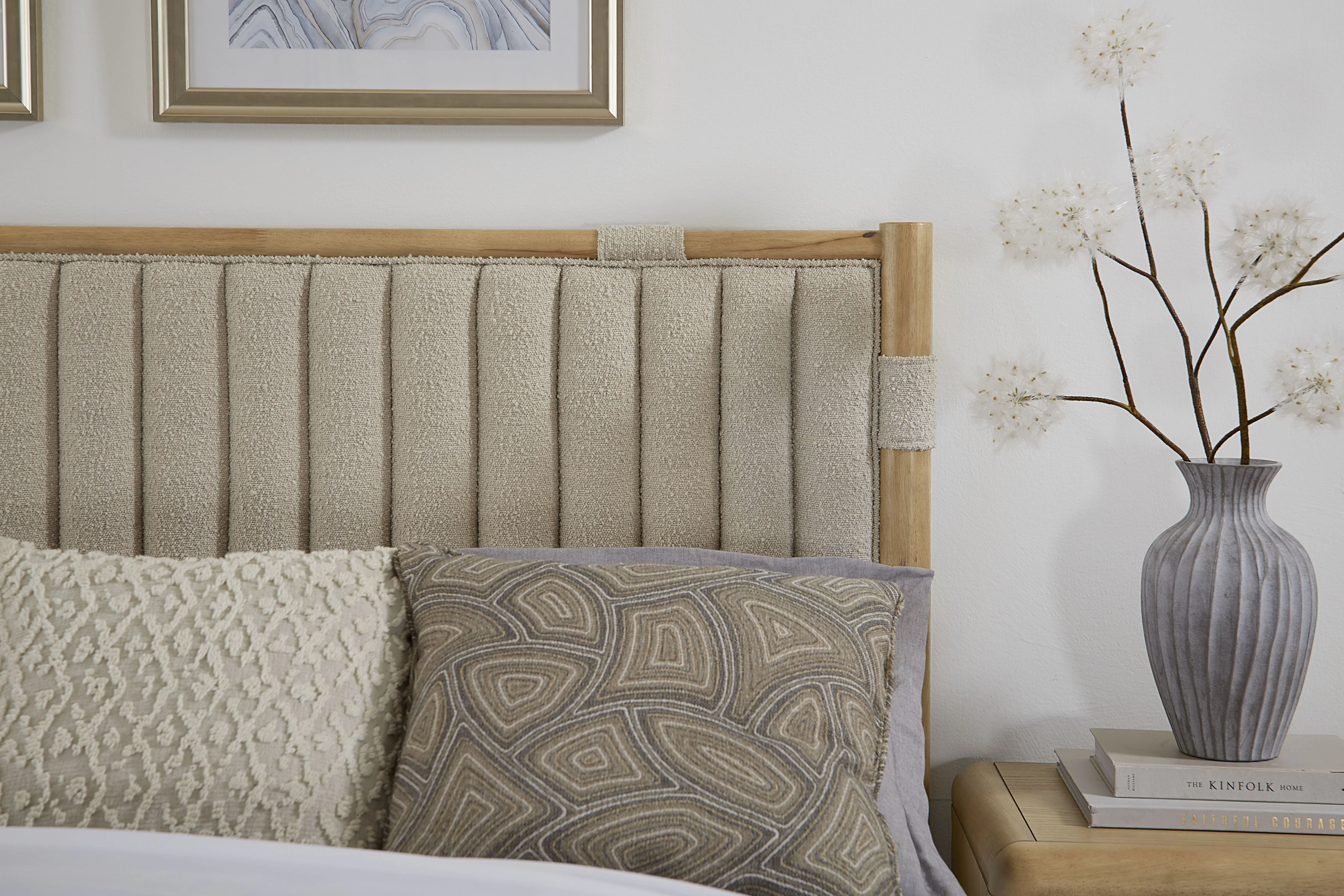 Furano Full Upholstered Panel Bed in Ginger and Brun Boucle - Image 2