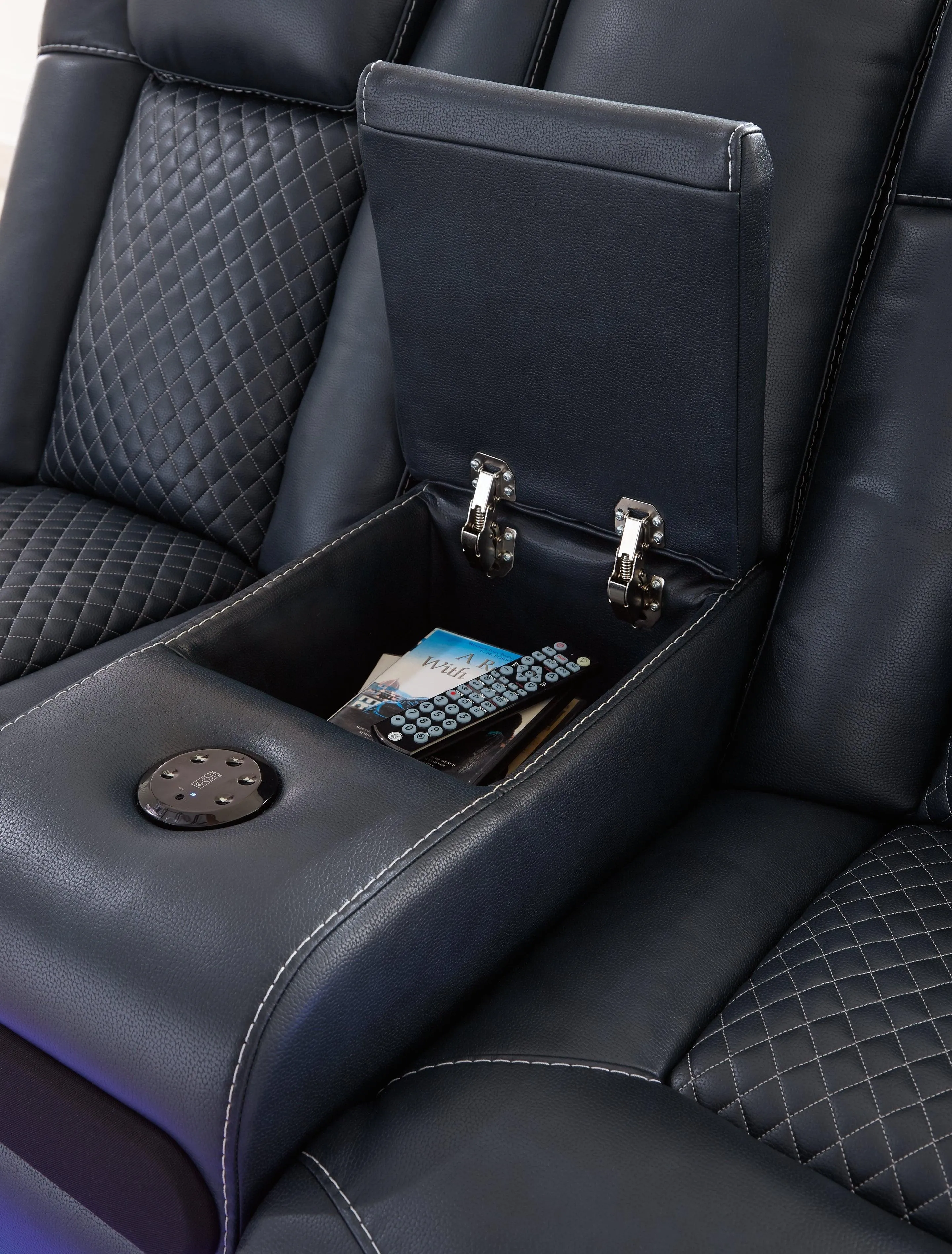 Fyne-Dyme Sapphire Dual Power Reclining Loveseat with Console - Image 7