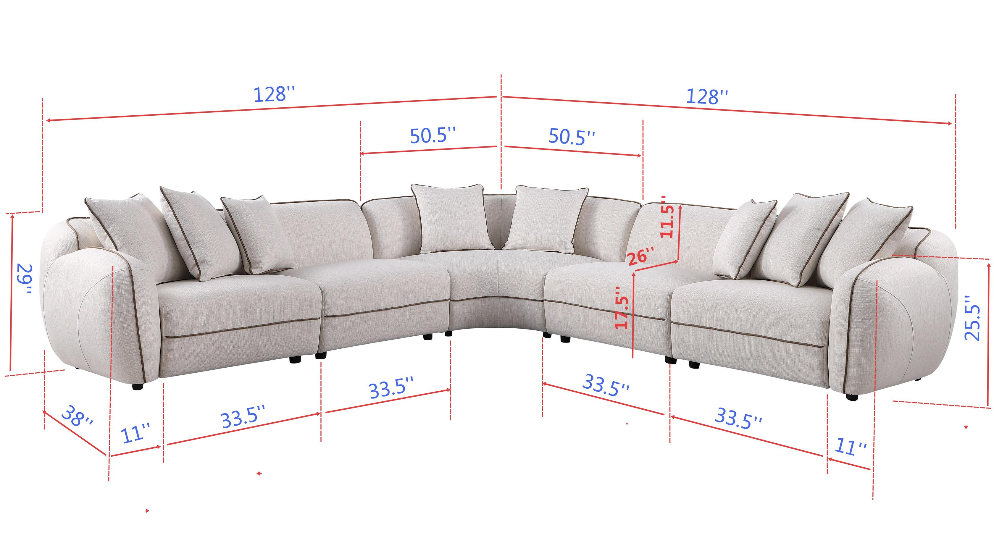 Gaby Beige 5-Piece Sectional - Image 3