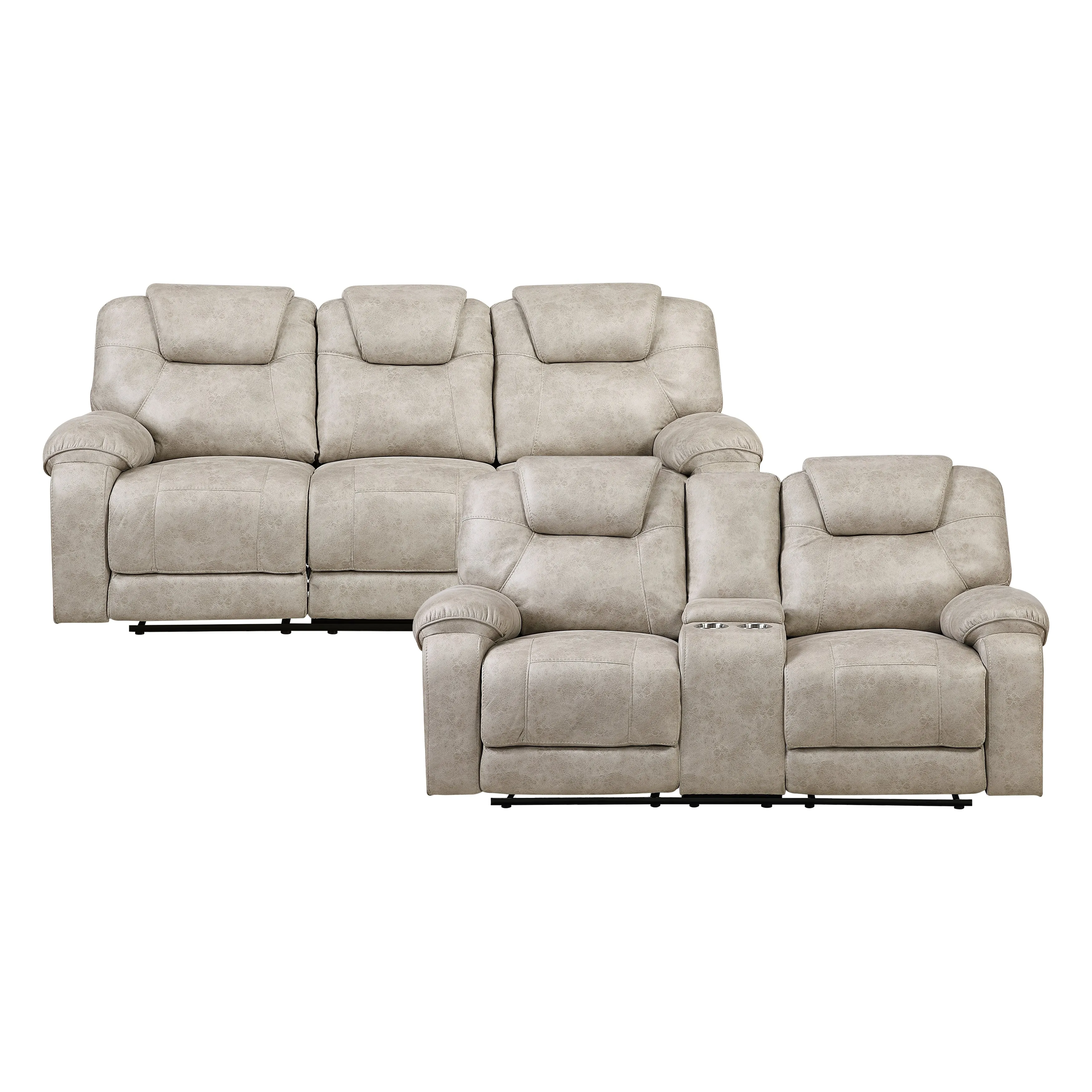 Gainesville Pewter Double Reclining Sofa and Loveseat - Image 2