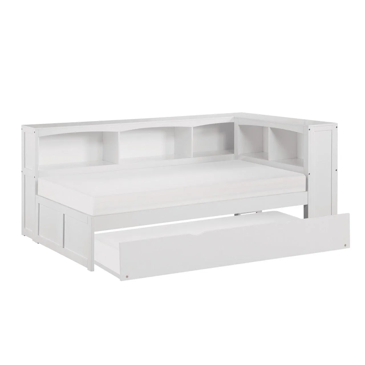 Galen White Twin Bookcase Corner Bed with Twin Trundle - Image 3
