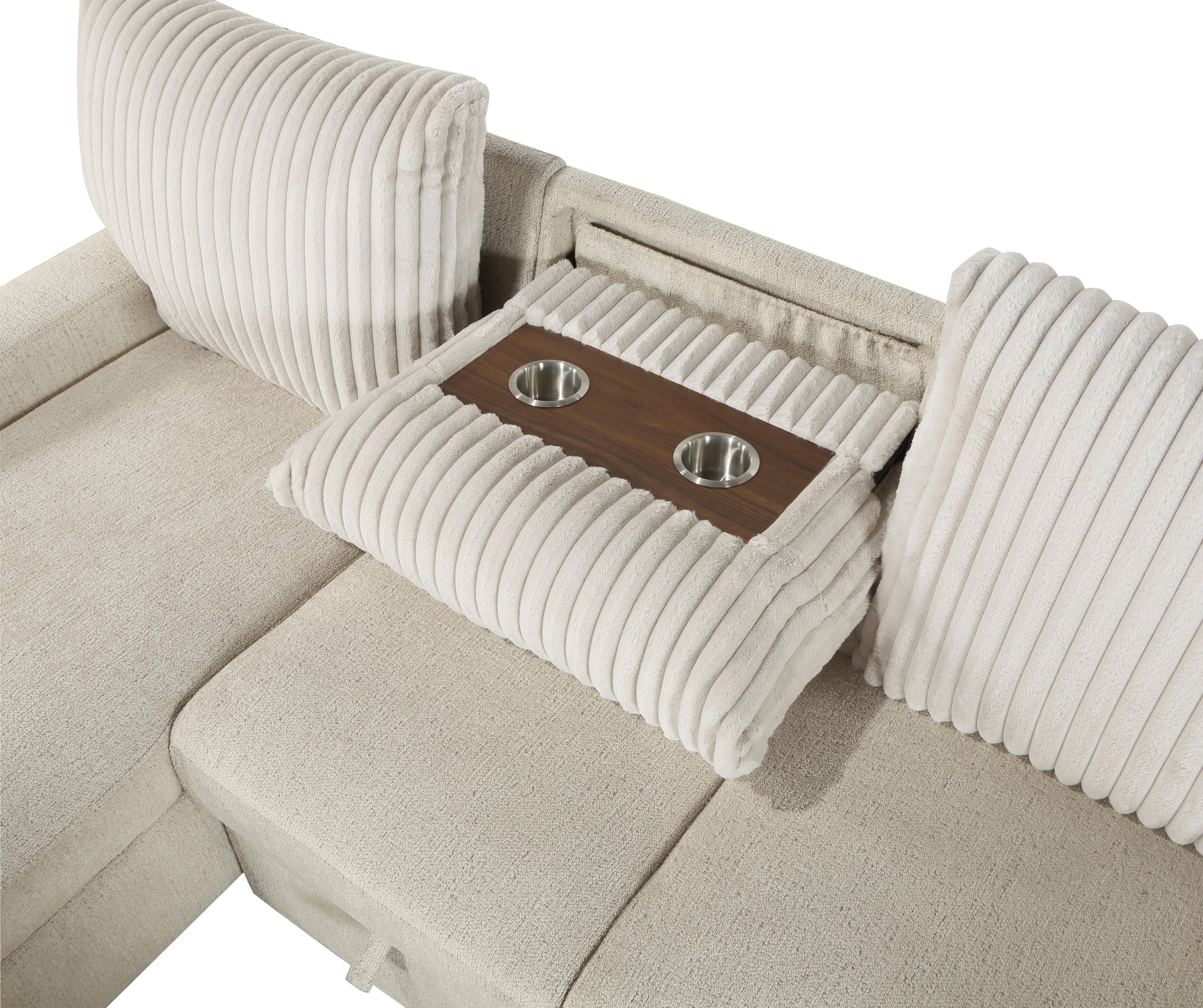 Gallatin Beige 2-Piece Sectional with Left Chaise, Pull-out Bed and Hidden Storage - Image 13
