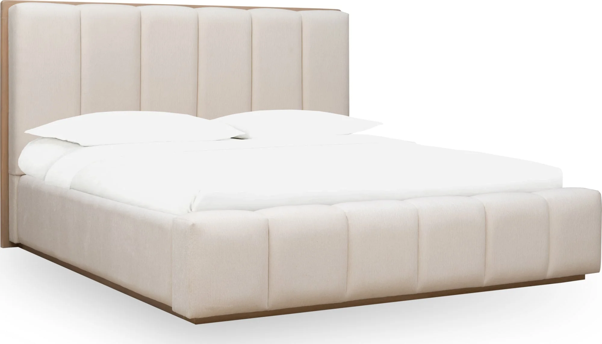Gardenia Cotton/Chai Wood Frame Upholstered Queen Platform Bed - Image 4