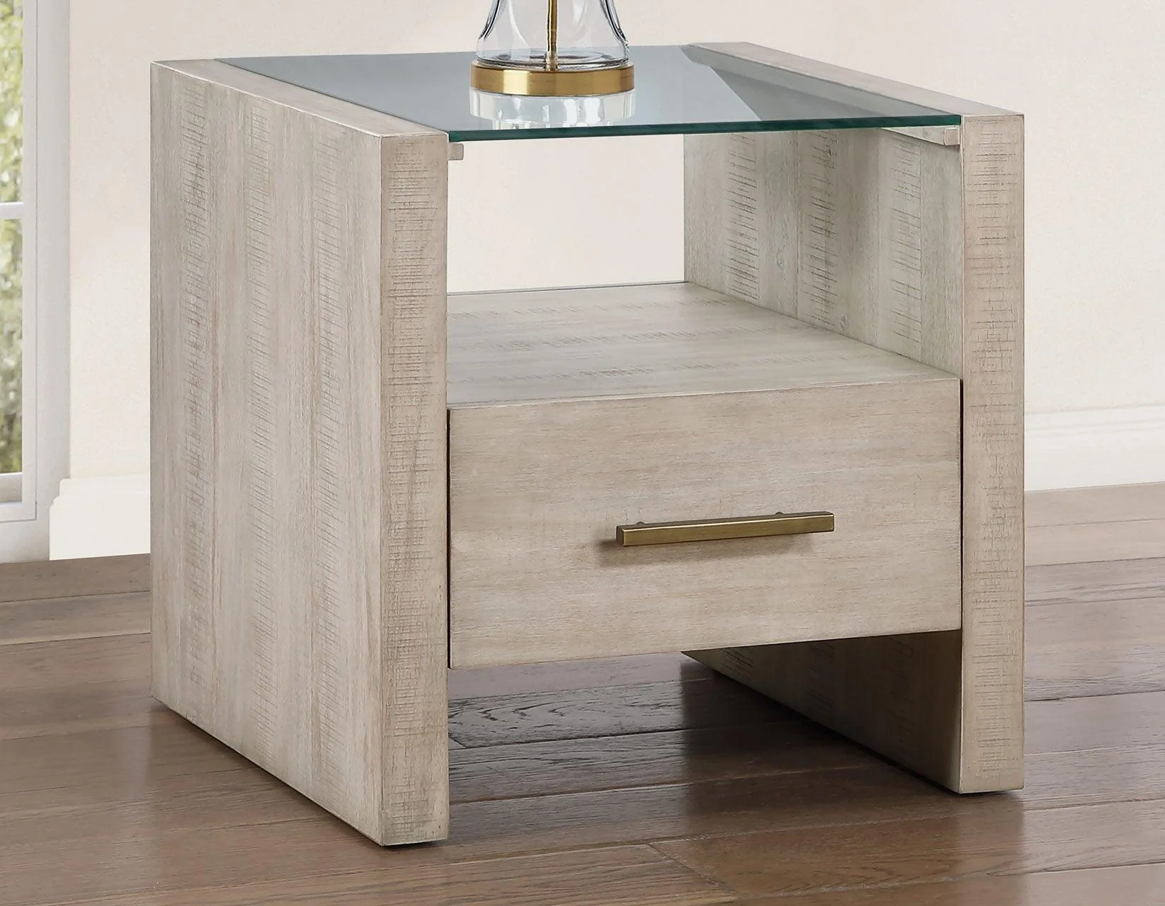 Garland Glass Top 3-Piece Table Set, Washed Parchment Finish - Image 3
