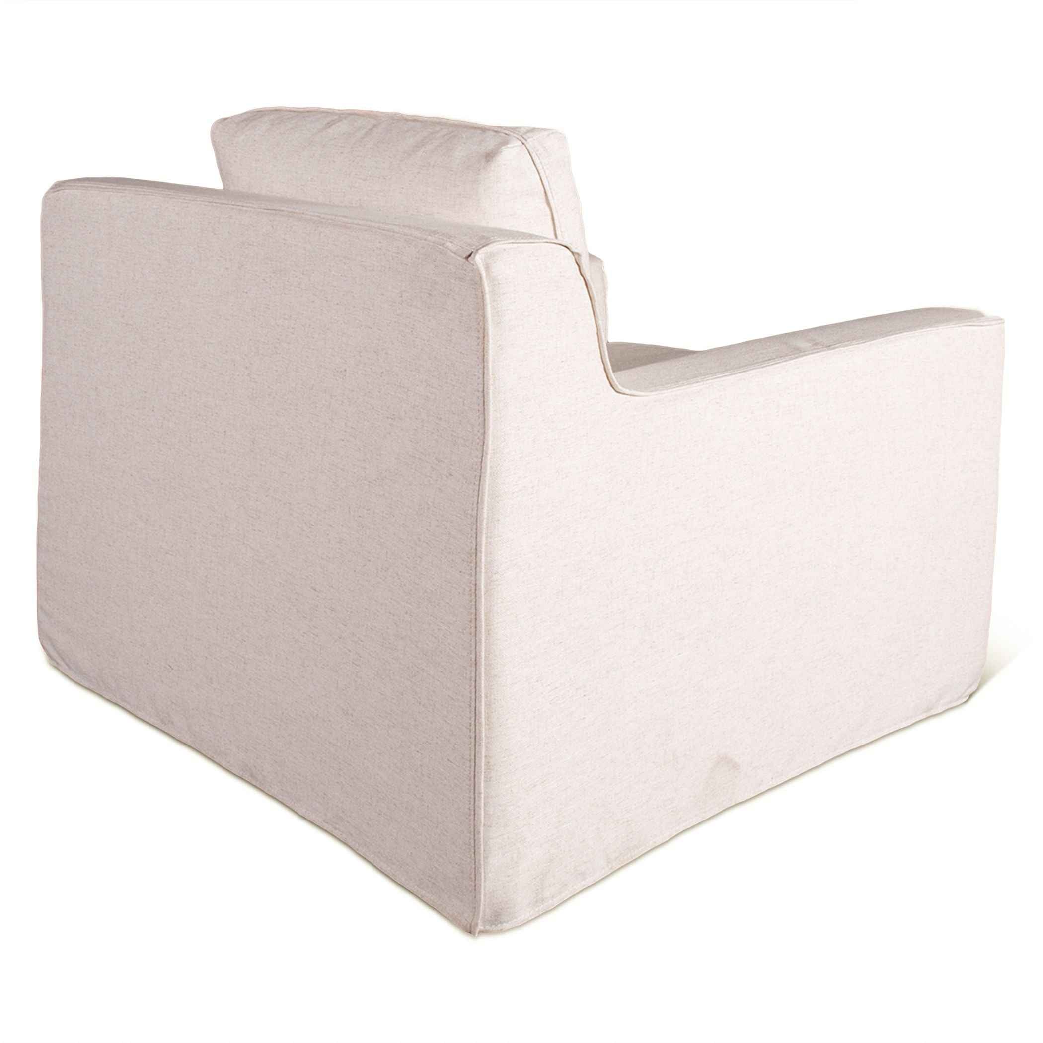 Gatsby Palladium Swivel Accent Chair in White Linen Slipcover - Image 5