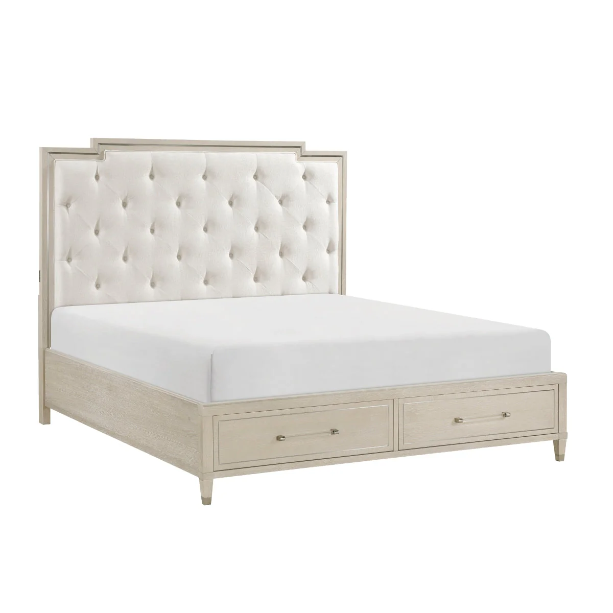 Genoa Light Oak King Upholstered Storage Platform Bed - Image 14