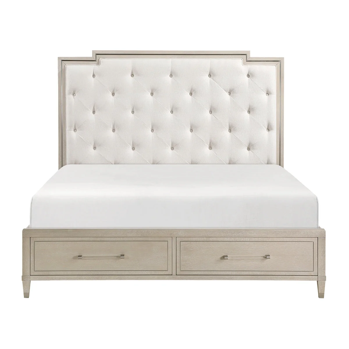 Genoa Light Oak King Upholstered Storage Platform Bed - Image 3
