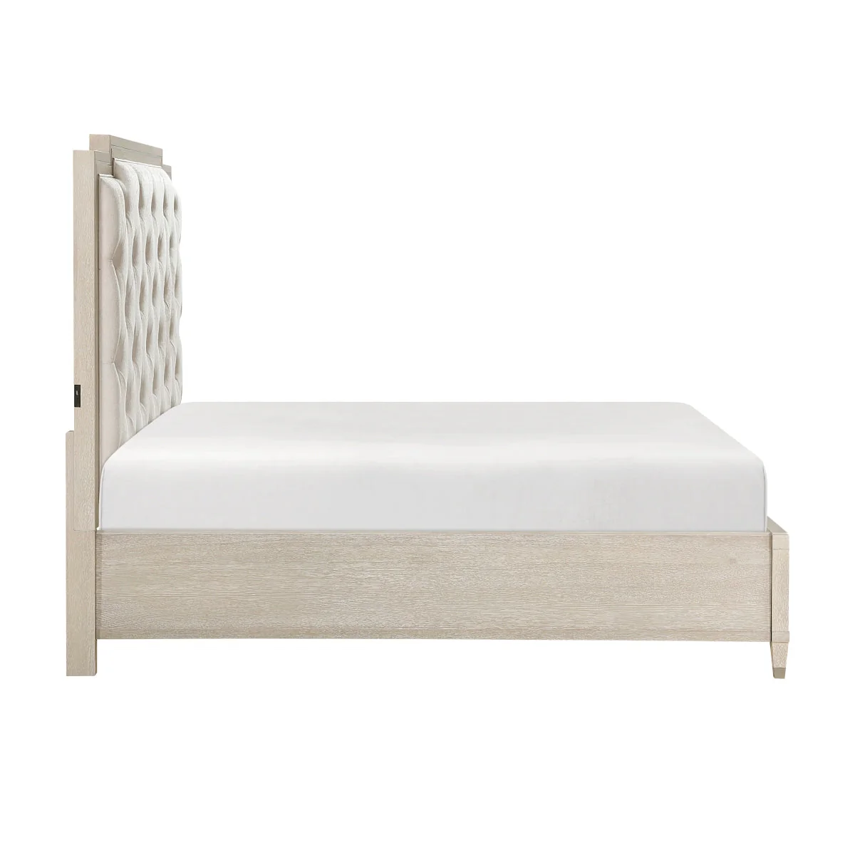 Genoa Light Oak Queen Upholstered Storage Platform Bed - Image 5