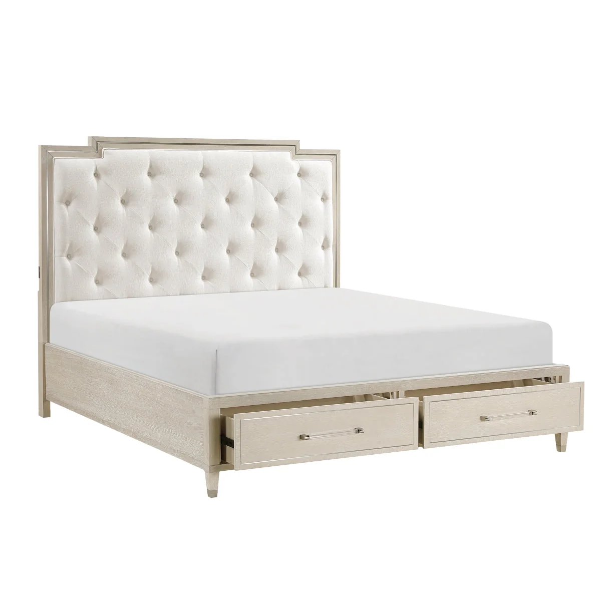 Genoa Light Oak Upholstered Storage Platform Bedroom Set - Image 9