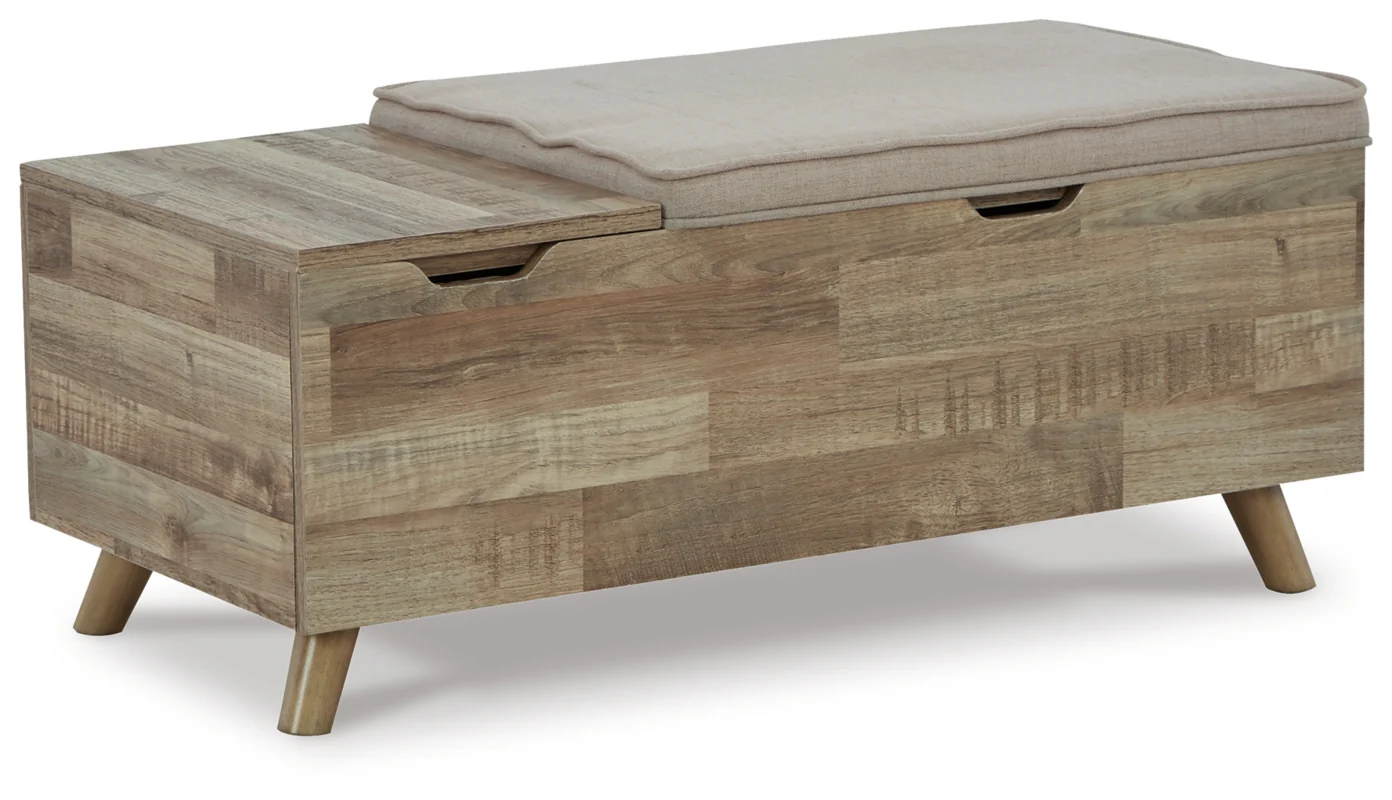 Gerdanet Beige/Brown Storage Bench - Image 3
