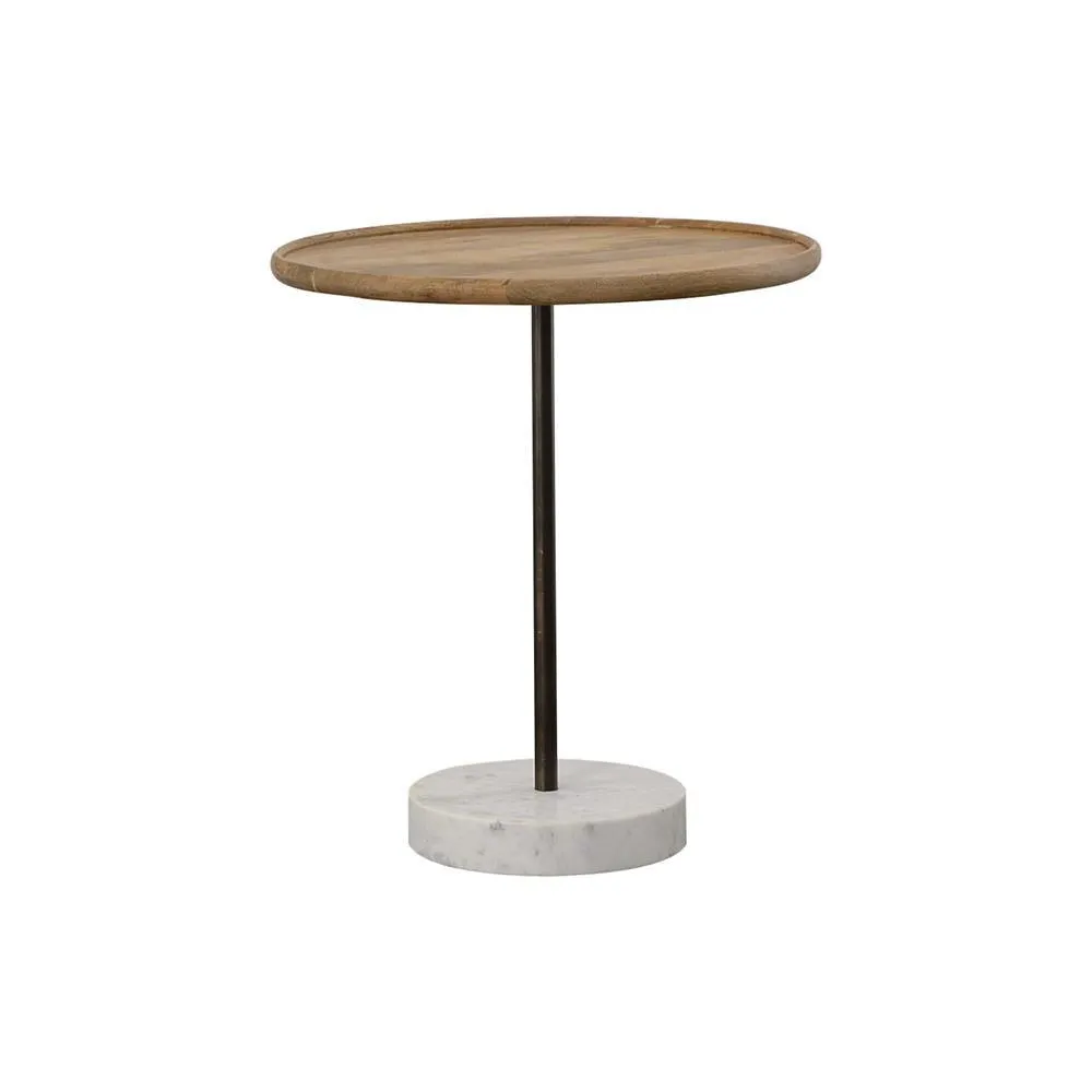 Ginevra Natural/White Round Wooden Top Accent Table - Image 2