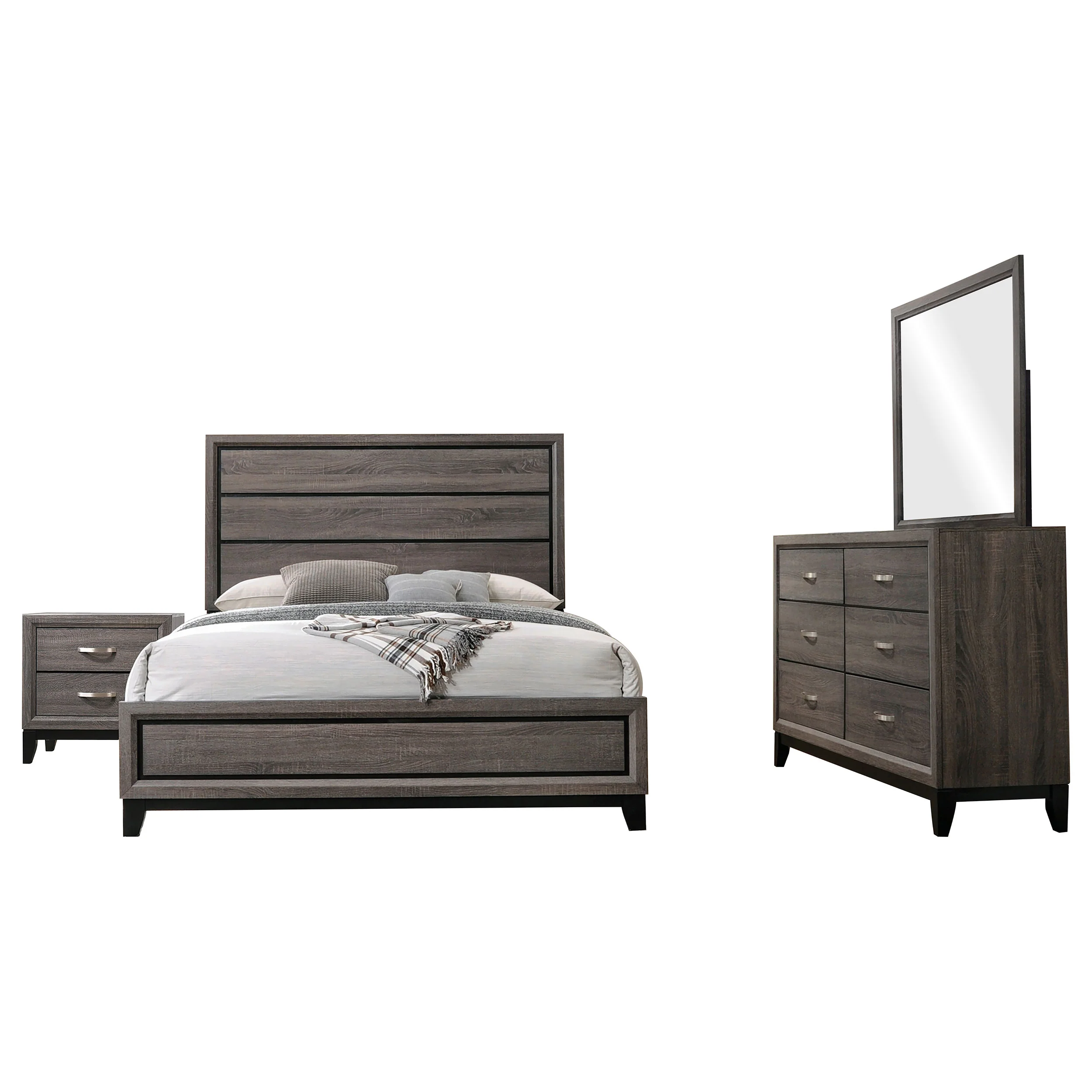 Gintey Four-piece California King Bedroom Set Grey Oak - Image 2