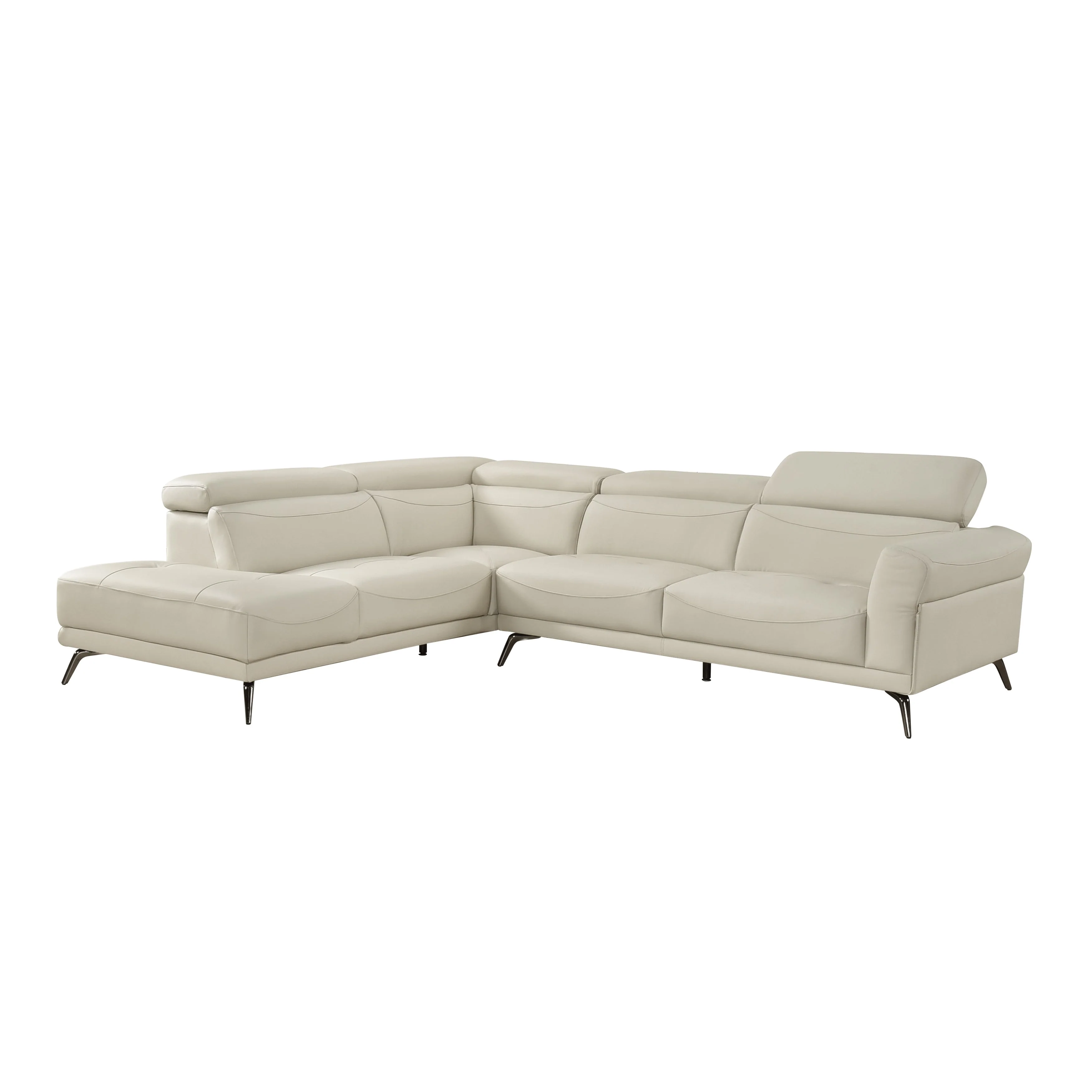 Giselle Beige Leather 2-Piece Sectional with Left Chaise - Image 6