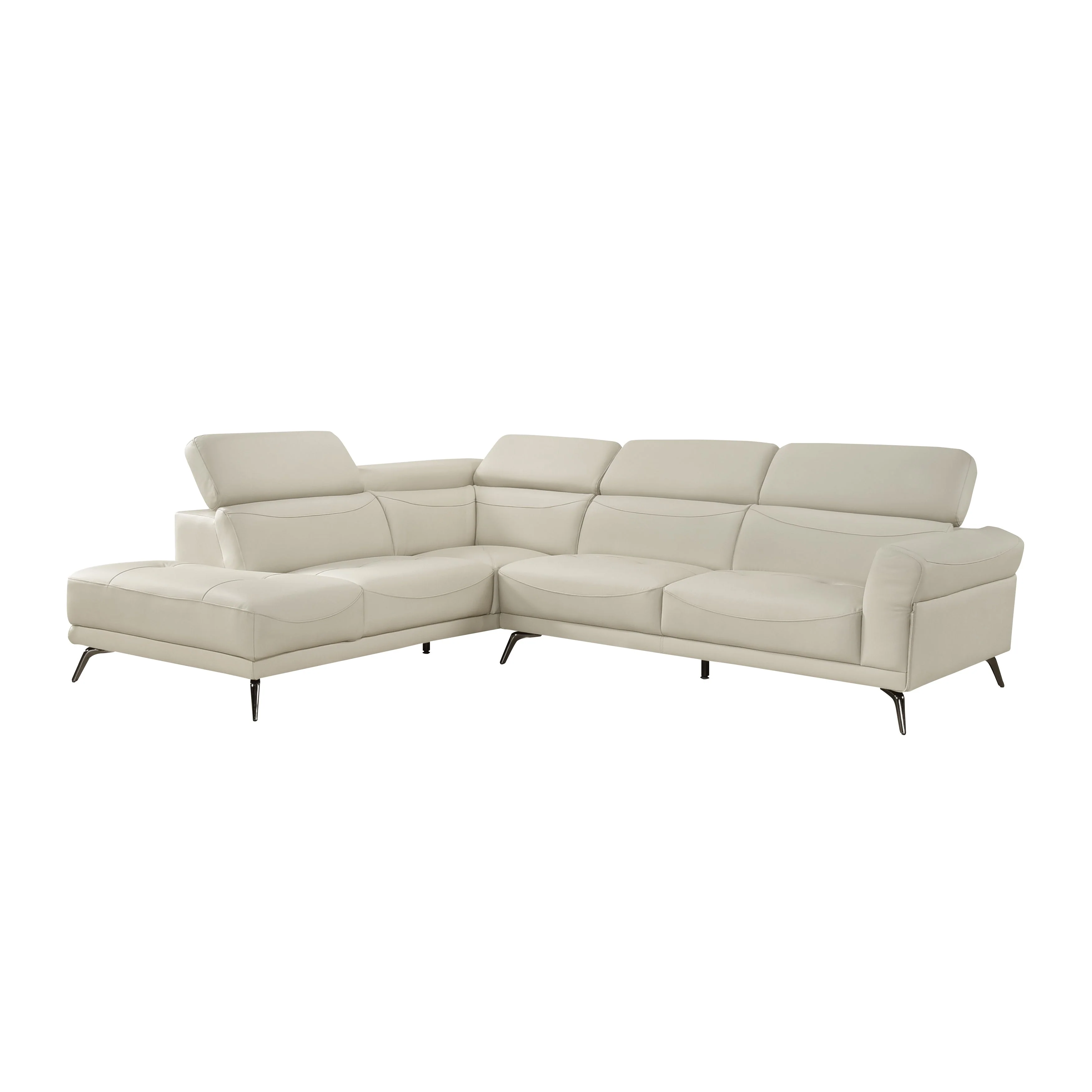 Giselle Beige Leather 2-Piece Sectional with Left Chaise - Image 8