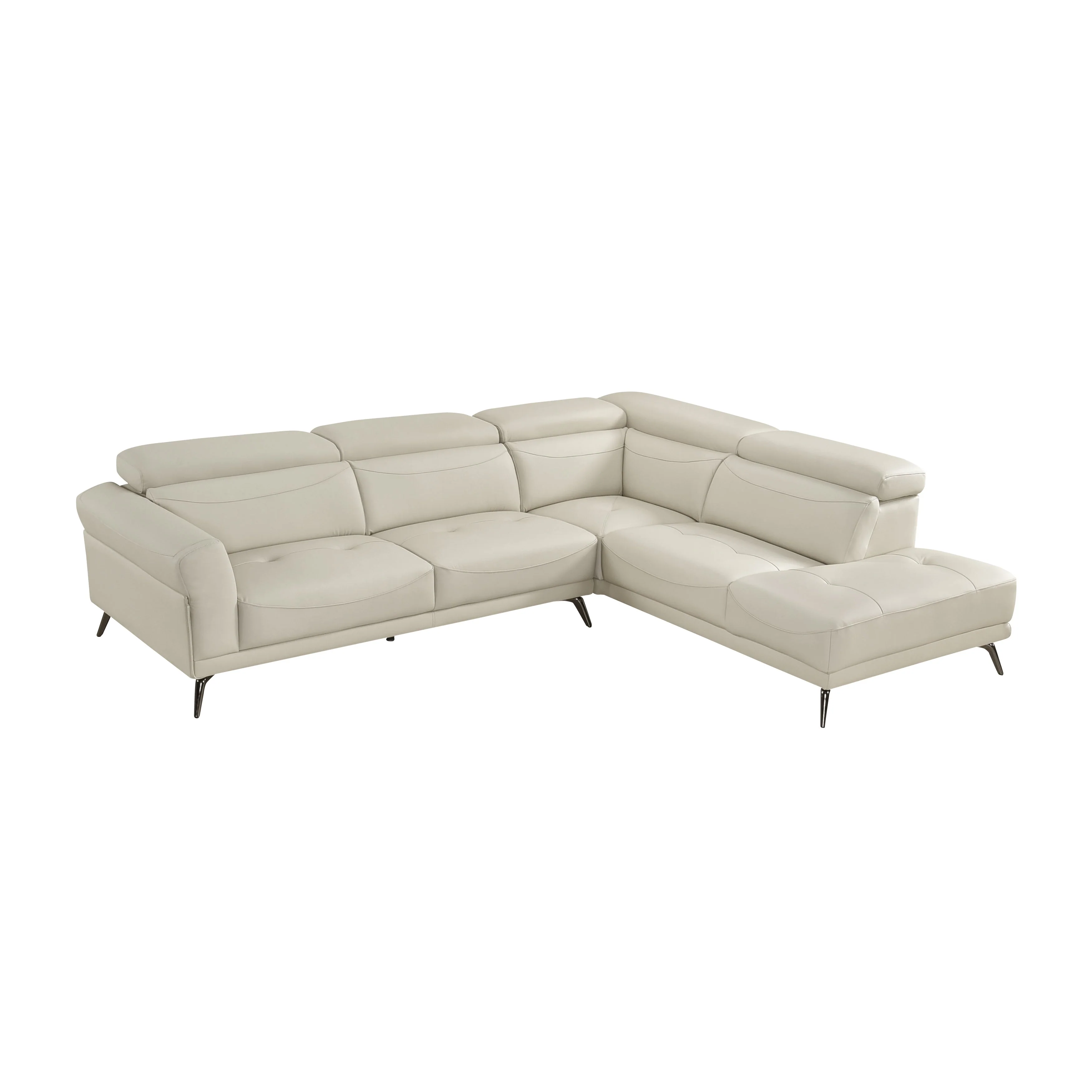 Giselle Beige Leather 2-Piece Sectional with Right Chaise - Image 16