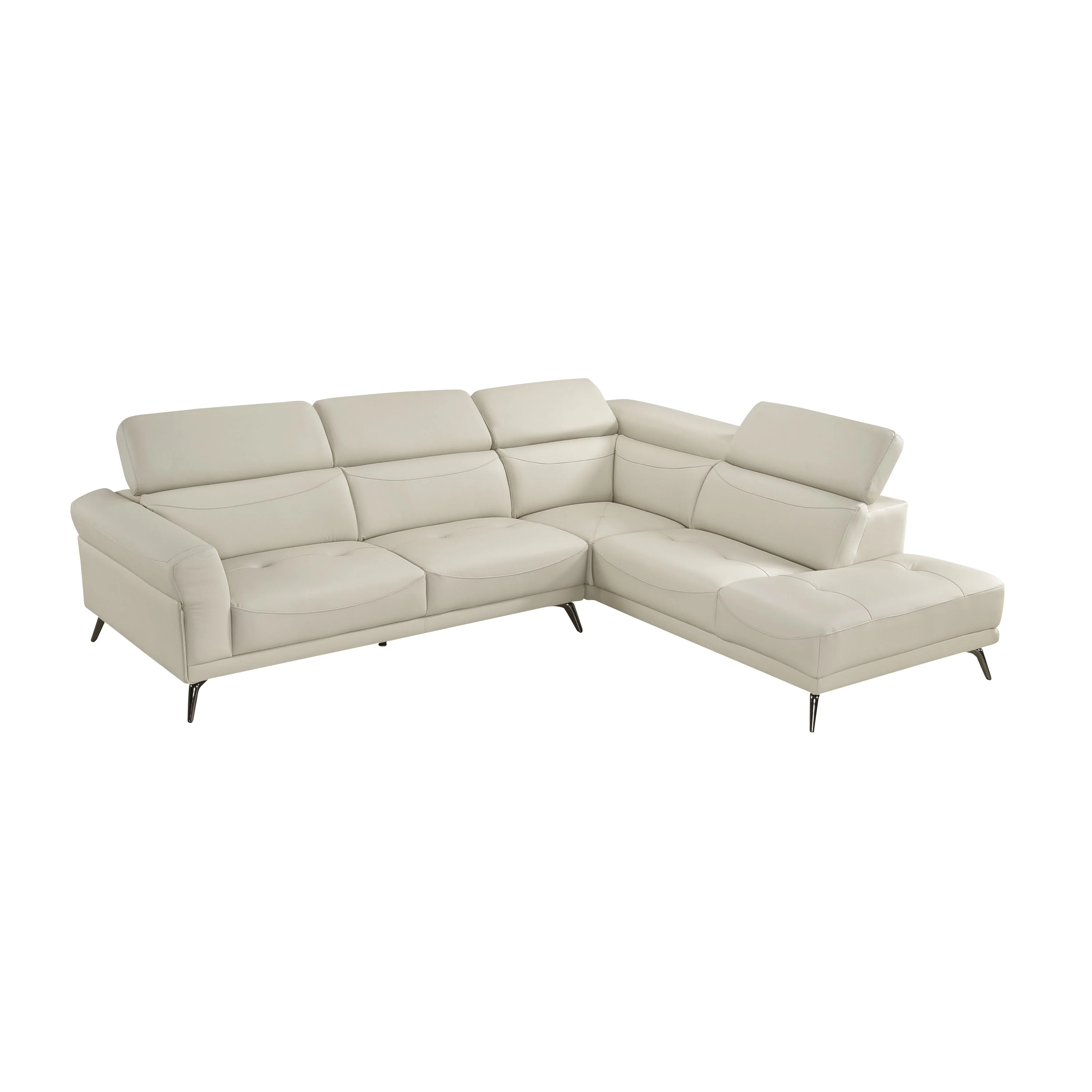 Giselle Beige Leather 2-Piece Sectional with Right Chaise - Image 22