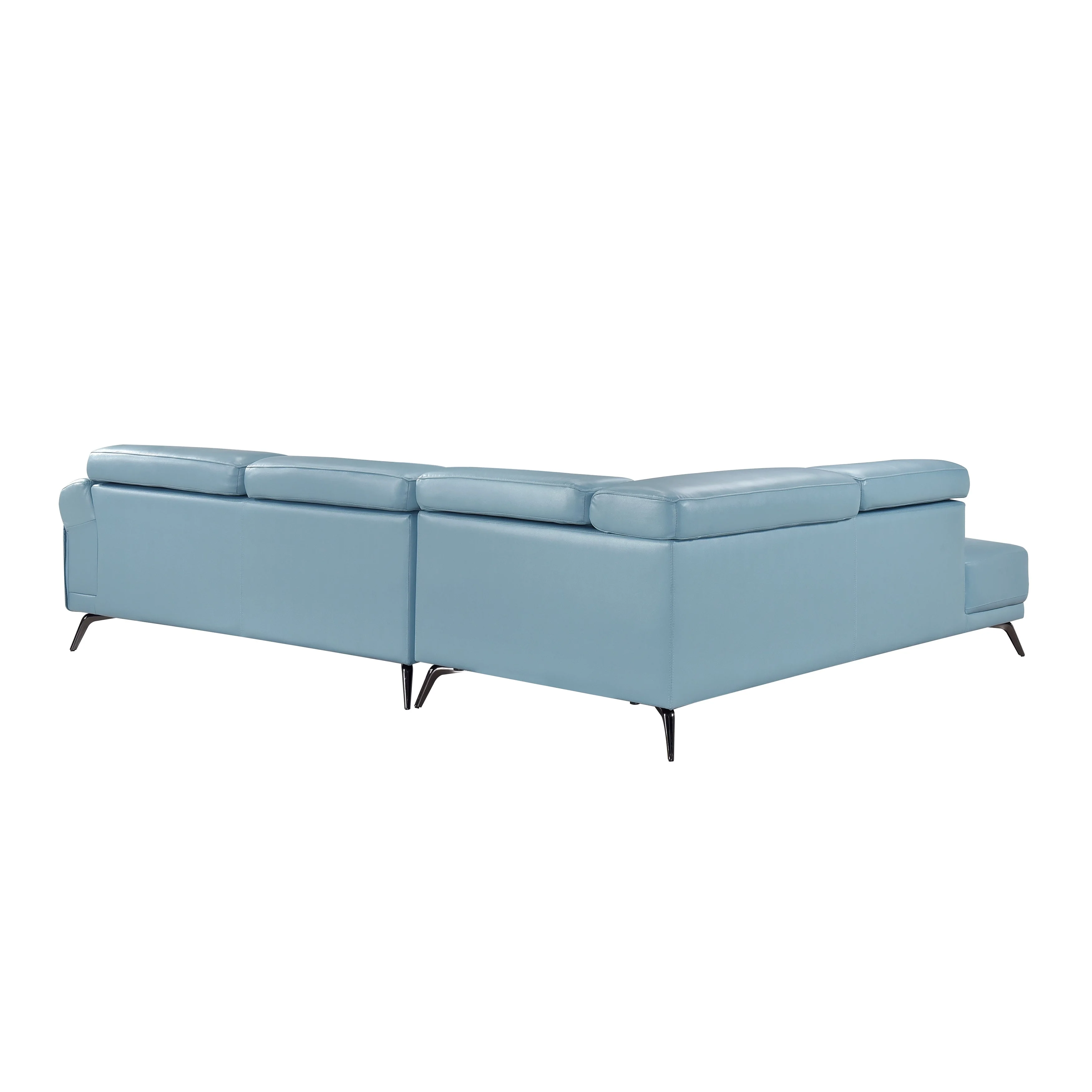 Giselle Blue Leather 2-Piece Sectional with Left Chaise - Image 6