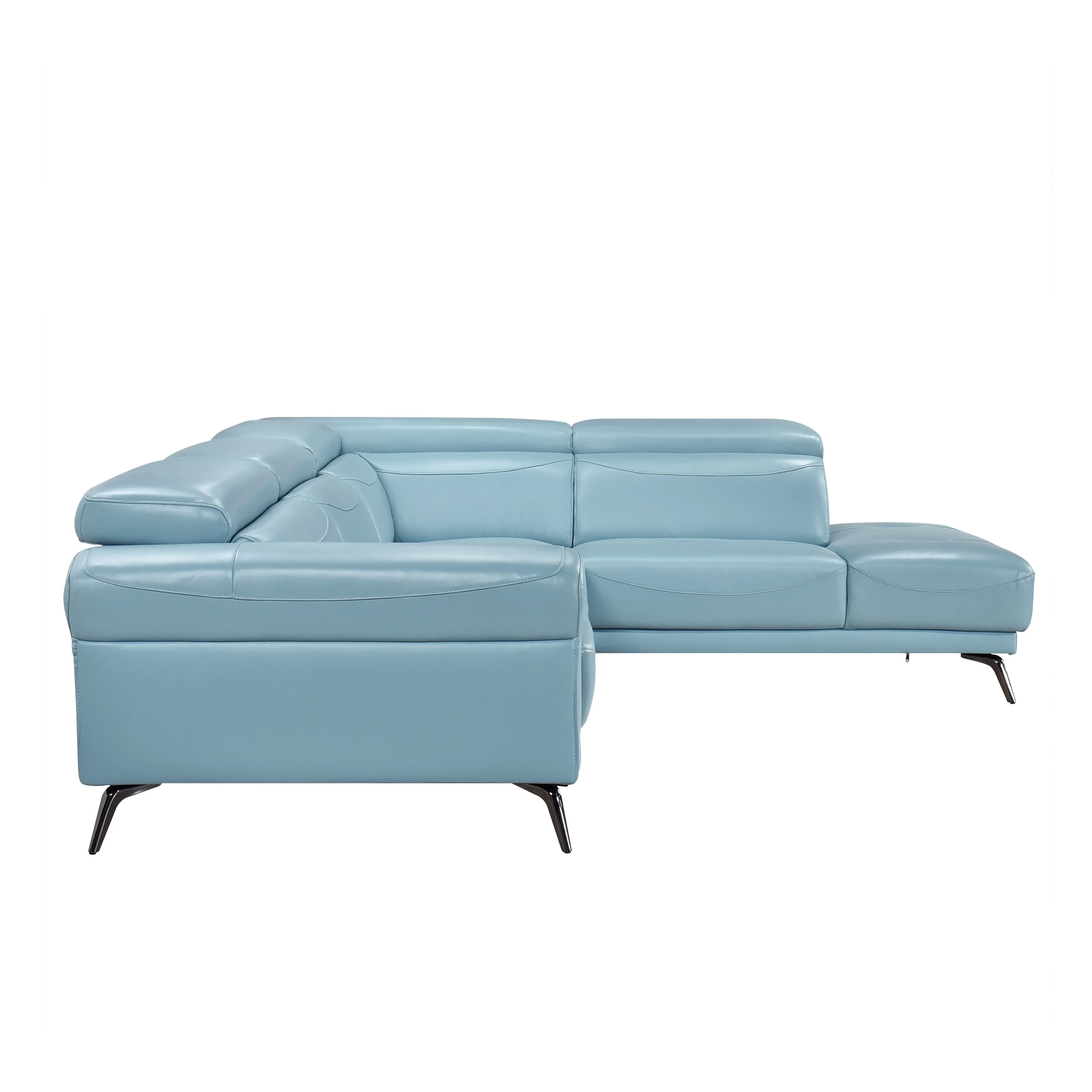 Giselle Blue Leather 2-Piece Sectional with Right Chaise - Image 17