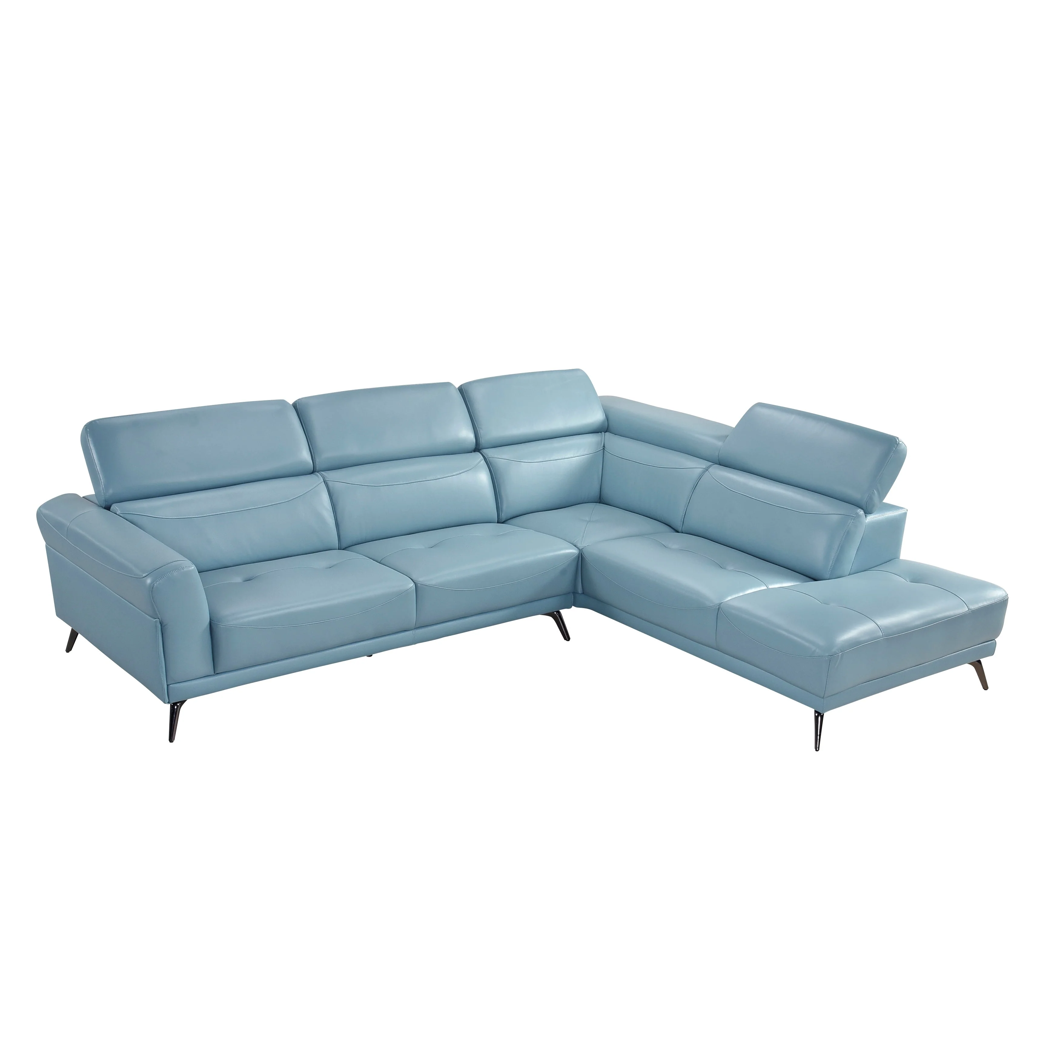 Giselle Blue Leather 2-Piece Sectional with Right Chaise - Image 21